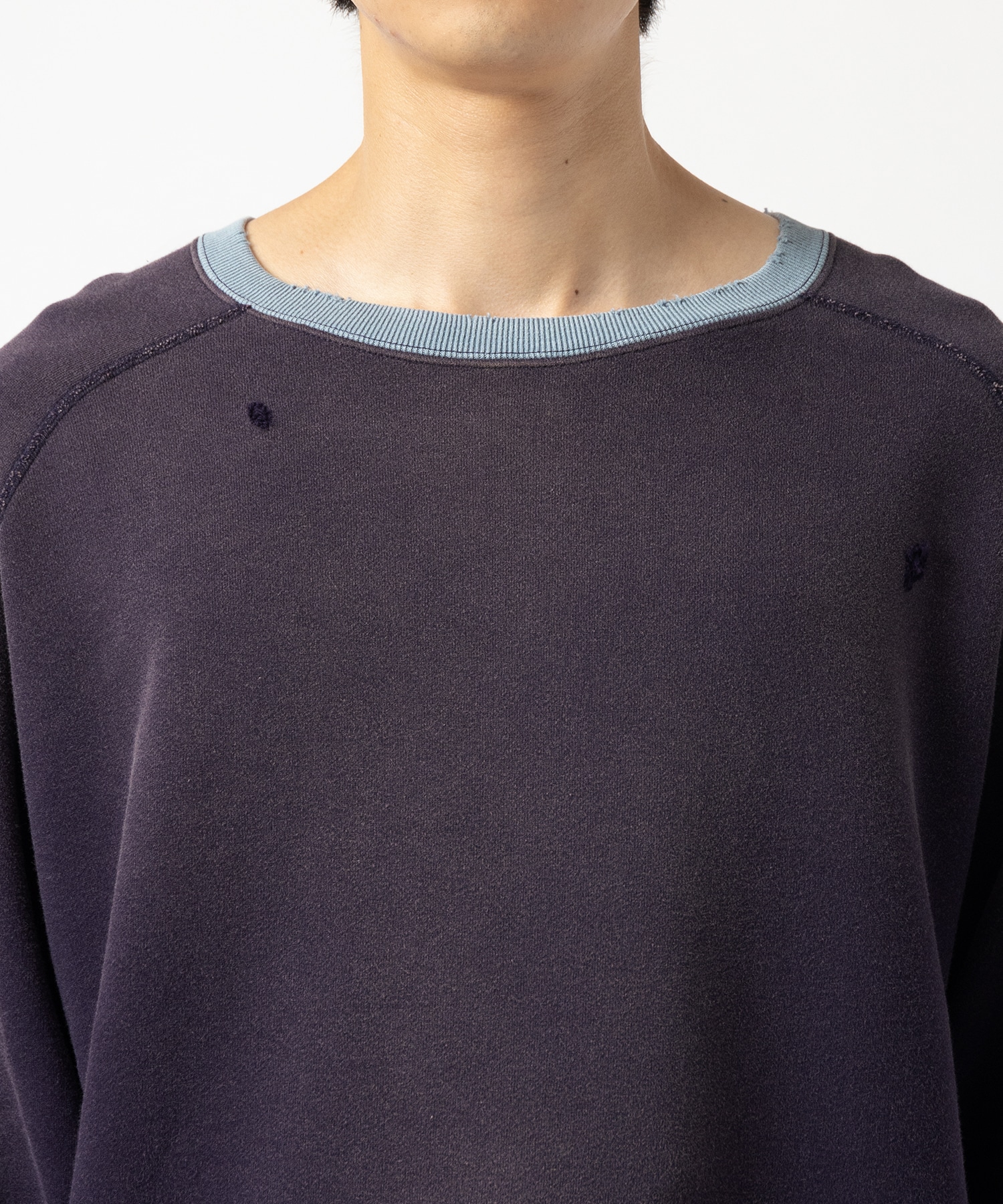 2-Tone Crew Neck Sweat Shirt - Cotton French Terry NEEDLES