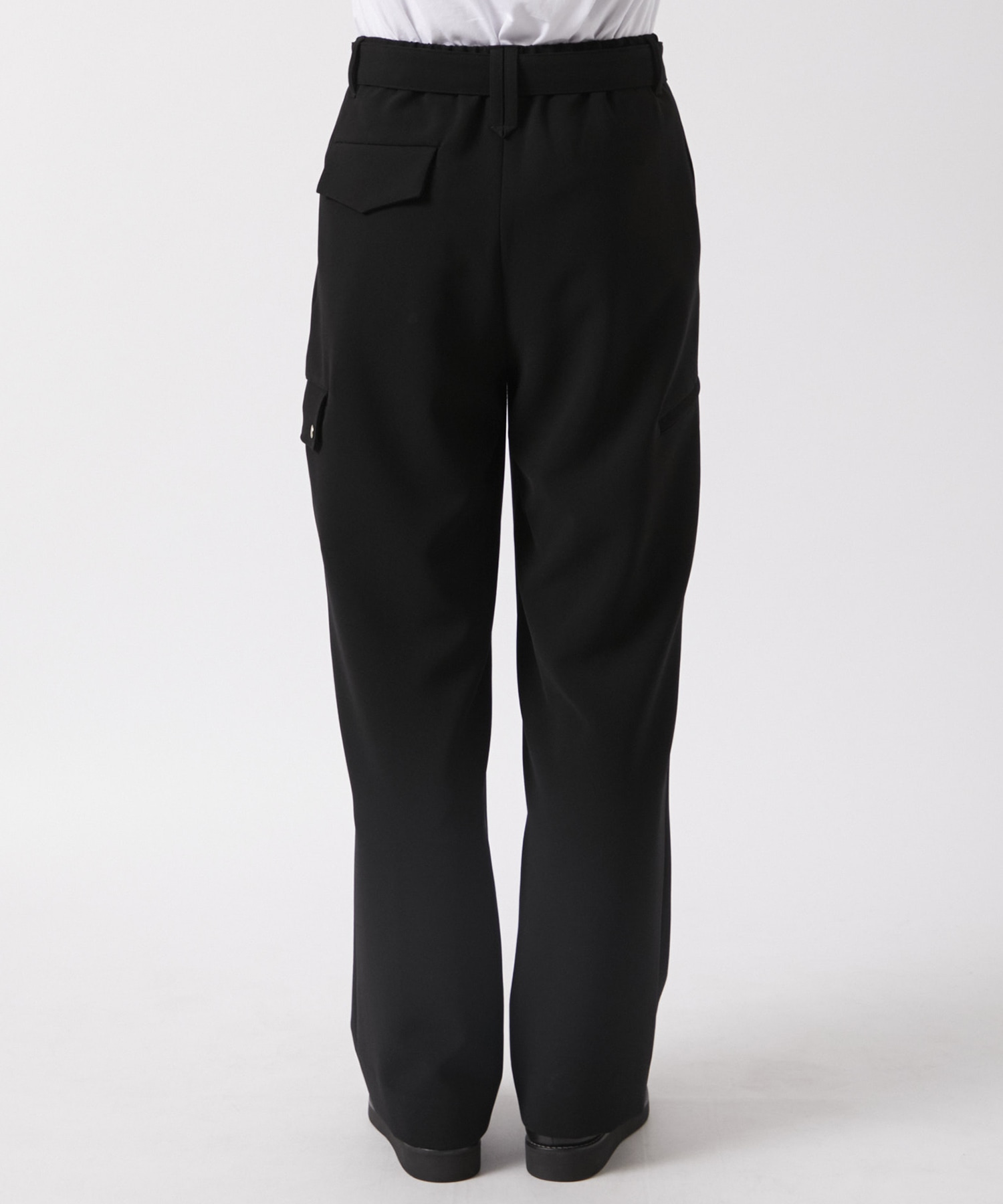 Stretch 2Way Double Cloth  2 Tuck Cargo Pants with Long Belt CULLNI