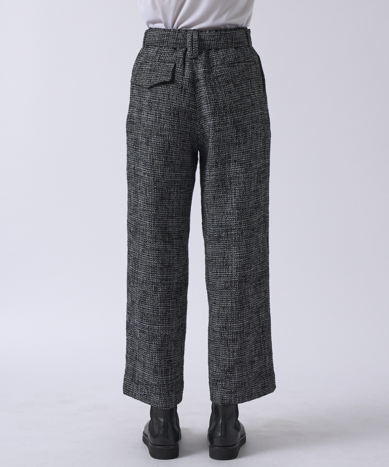 Butcher Tweed 2 Tuck Wide Pants with Long Belt CULLNI