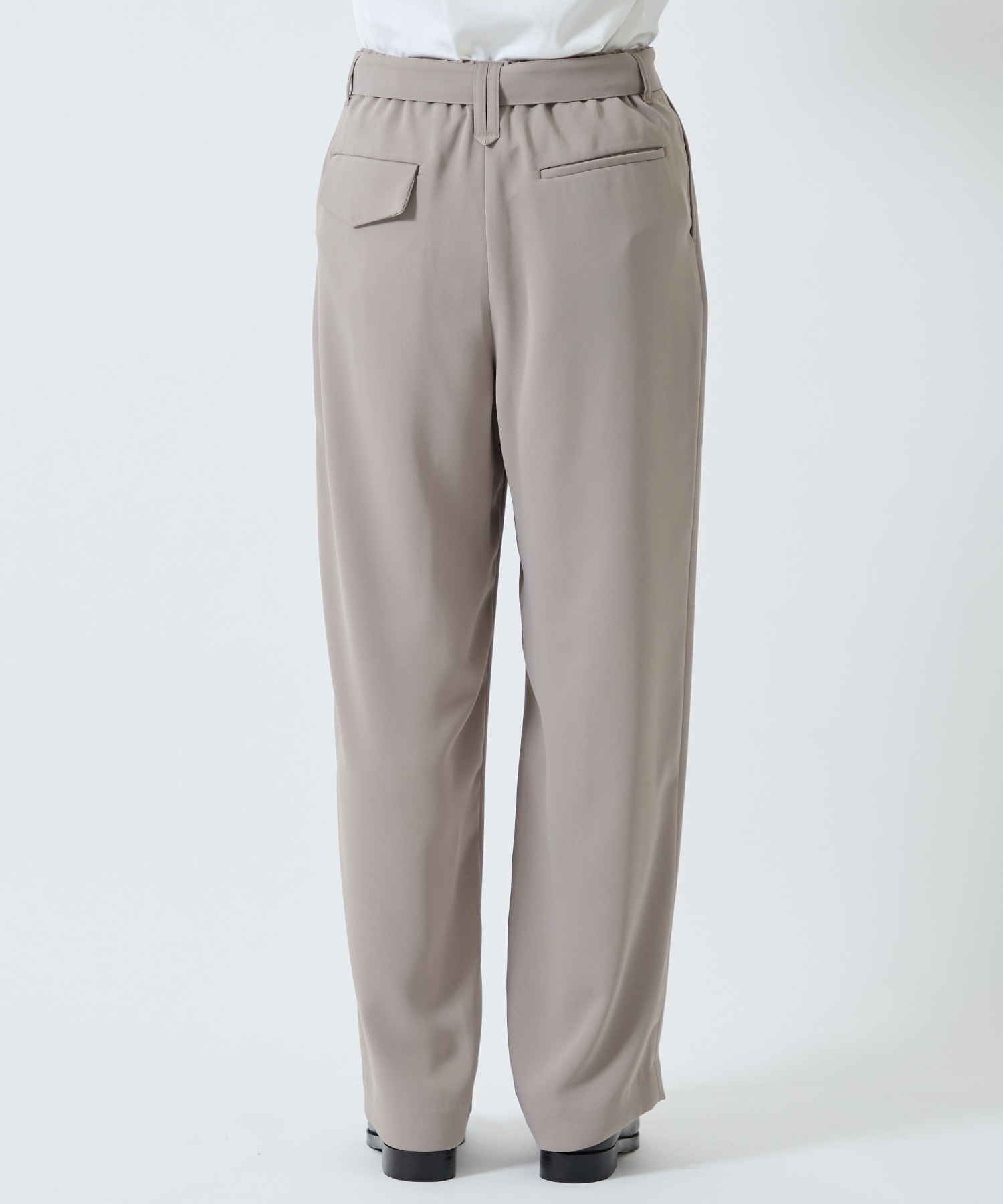 Double Satin 2 Tuck Wide Pants with Long Belt CULLNI