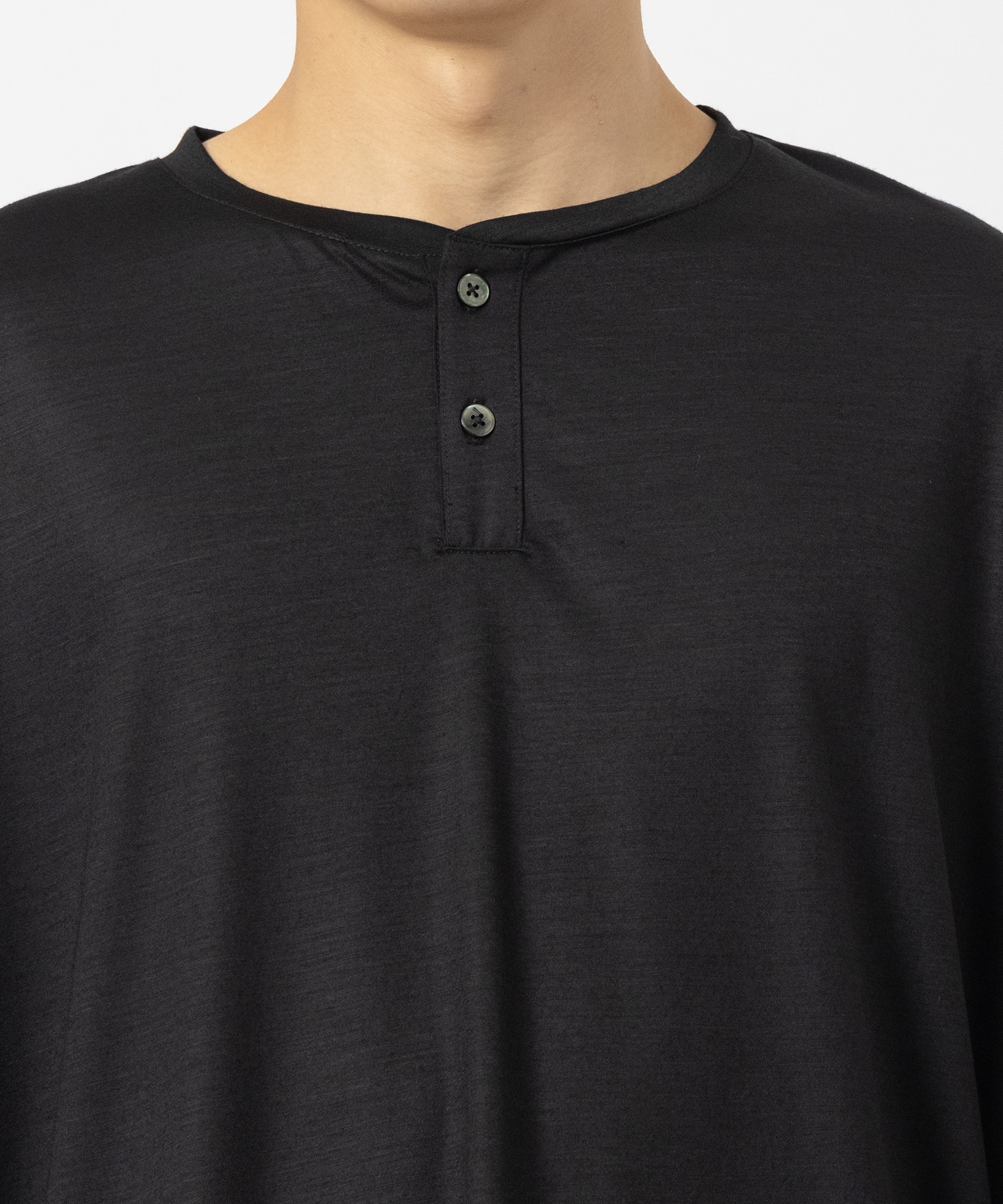 36G Wool Henley Silky LS Tee KANEMASA PHIL.