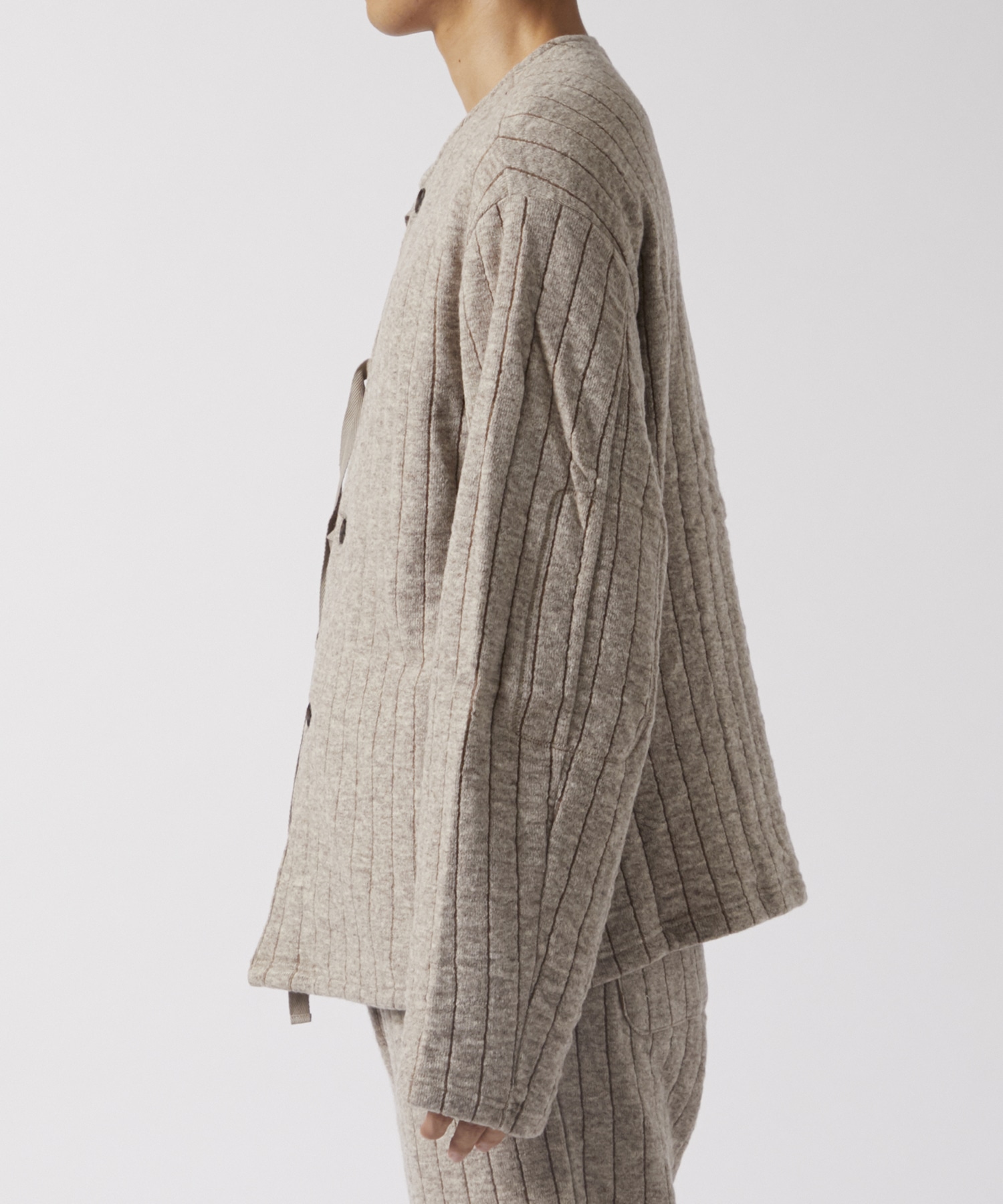 Striped Quilt jacquard Cardigan MATSUFUJI