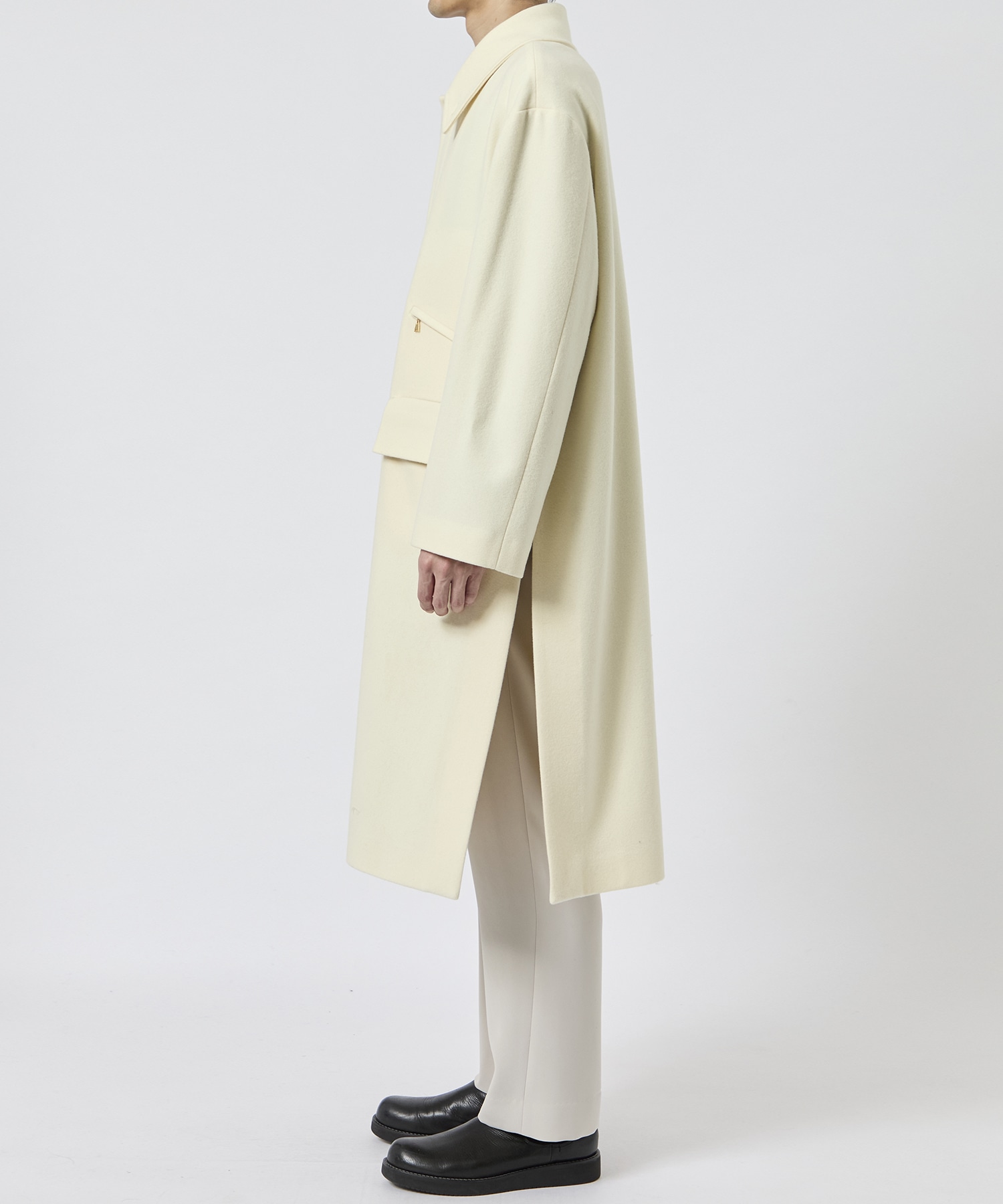 Wool Melton Double Pocket Long Coat CULLNI