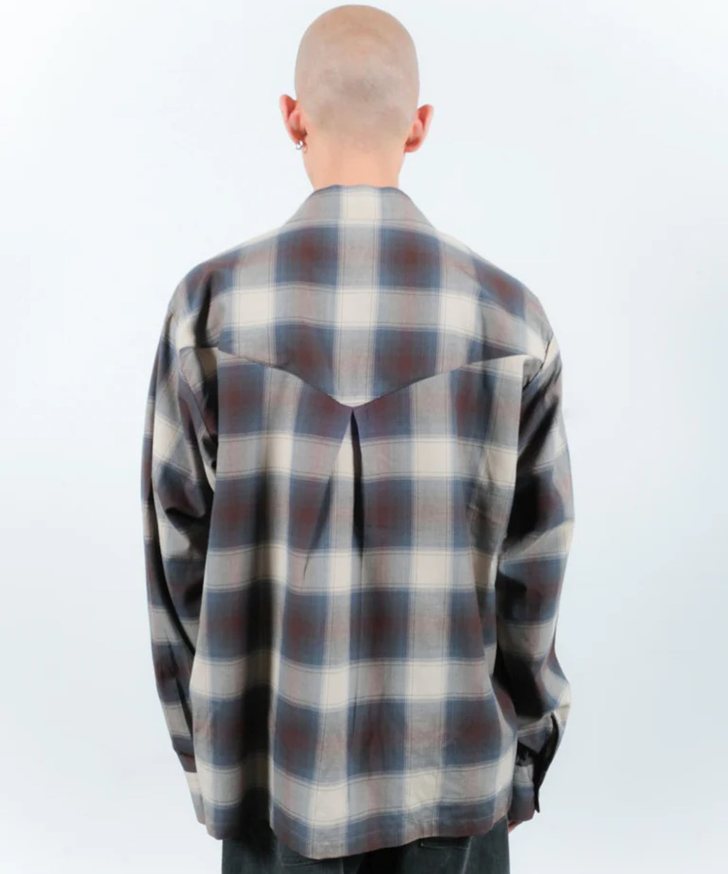 CHECK OPEN COLLAR SHIRT JieDa