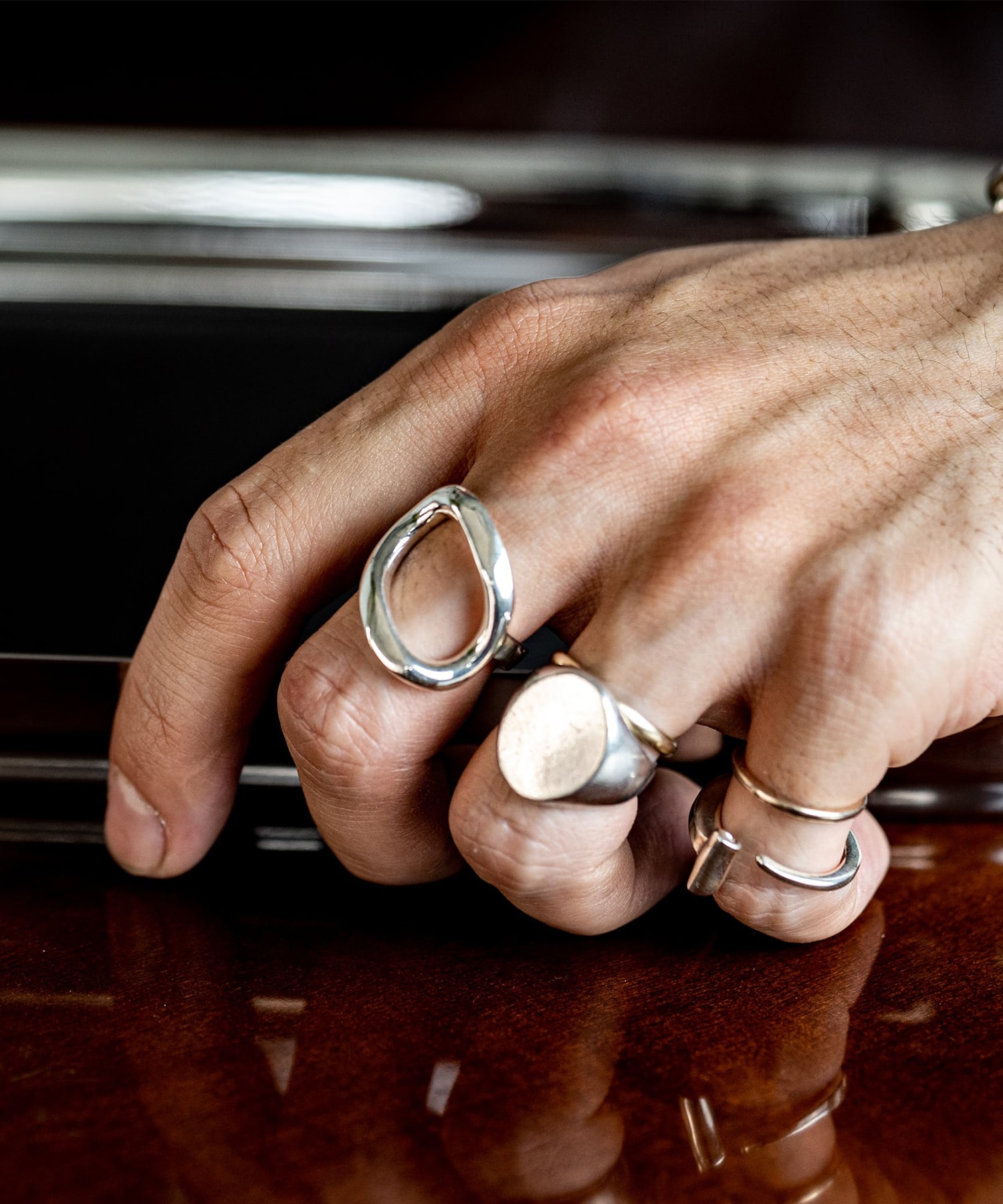 R-061 See through curve ring M WAKAN SILVER SMITH
