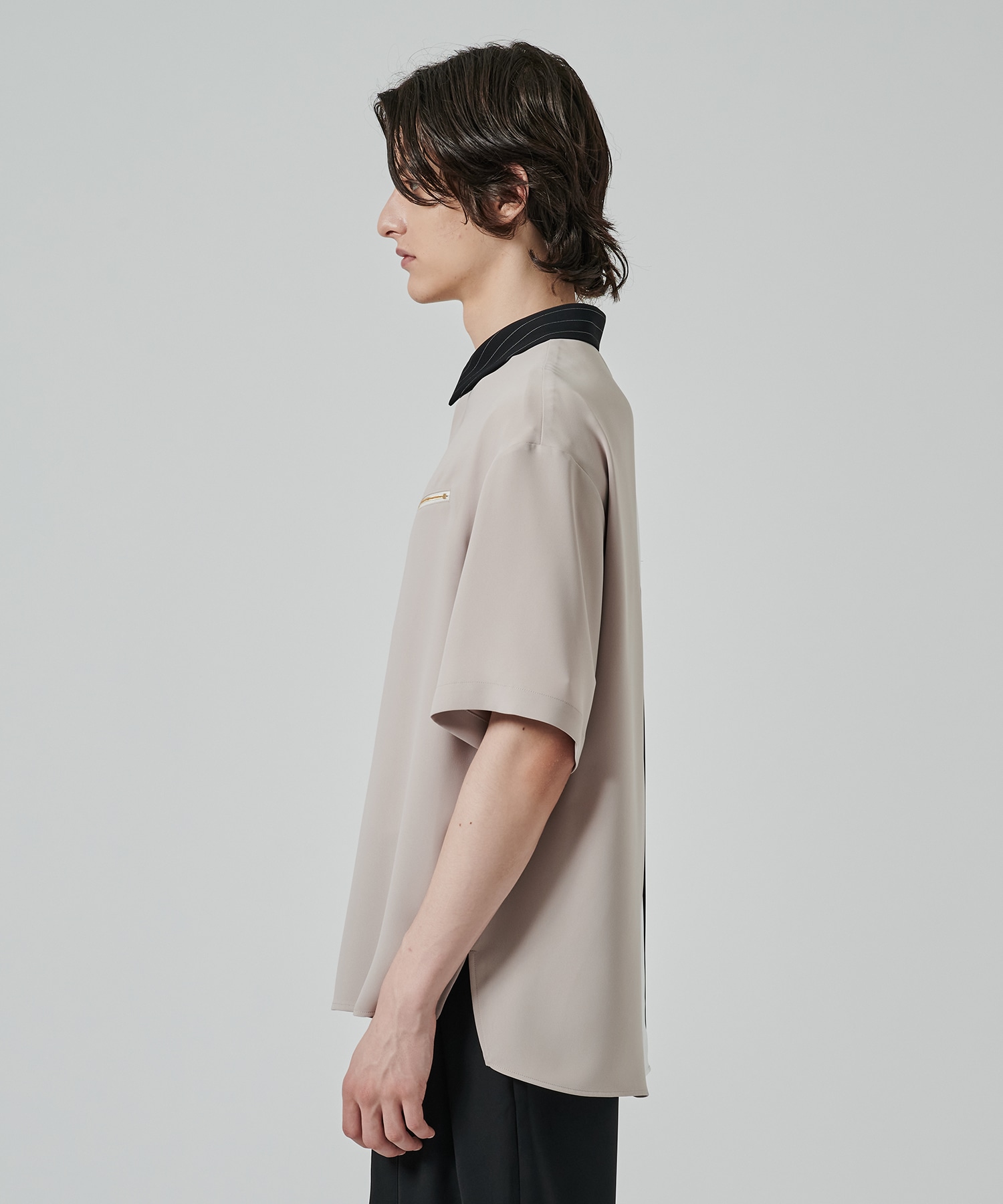 Double Satin Bi Color Short Sleeve Shirt CULLNI