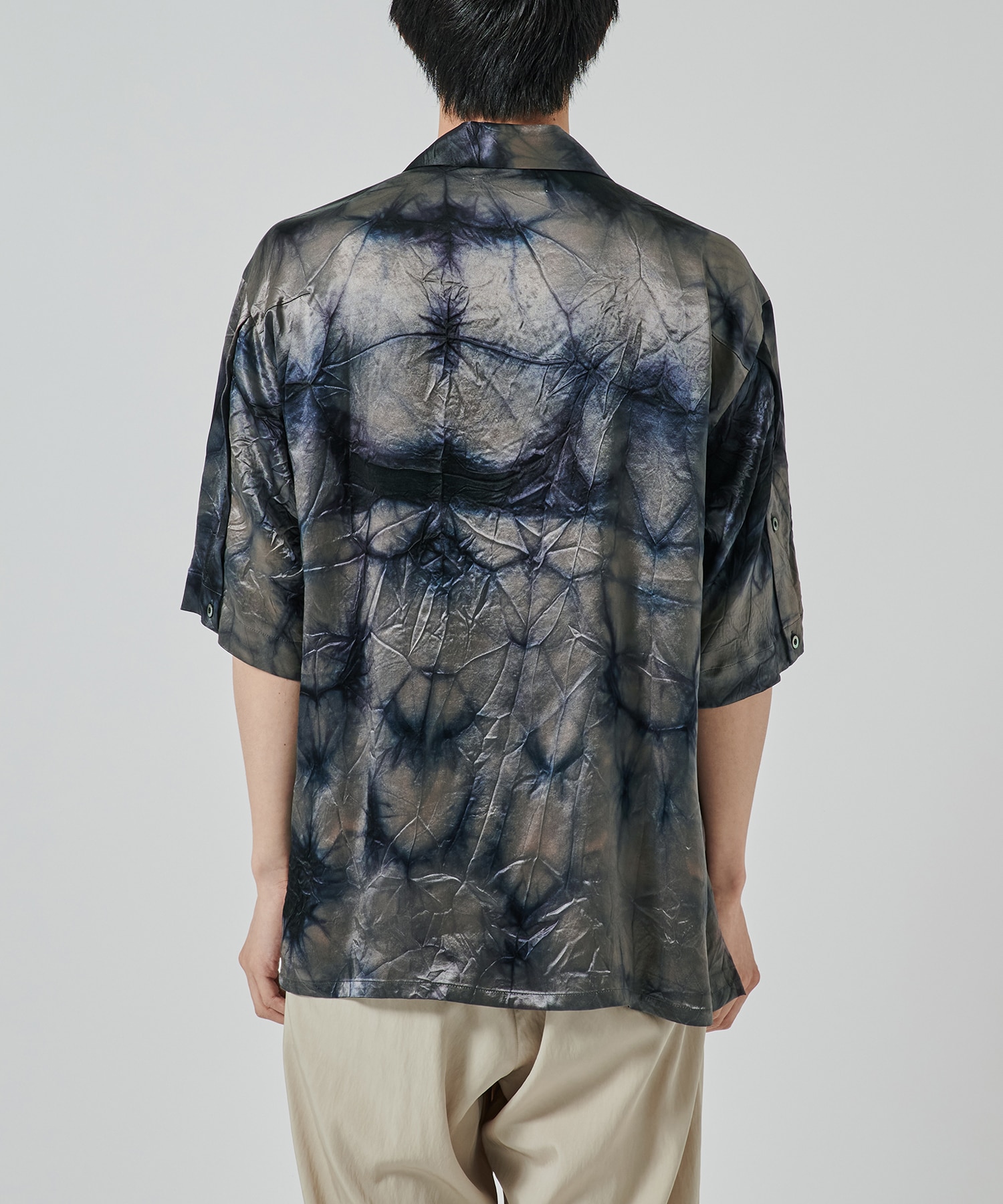 Slit Sleeve Open Collar Shirt UJOH HOMME