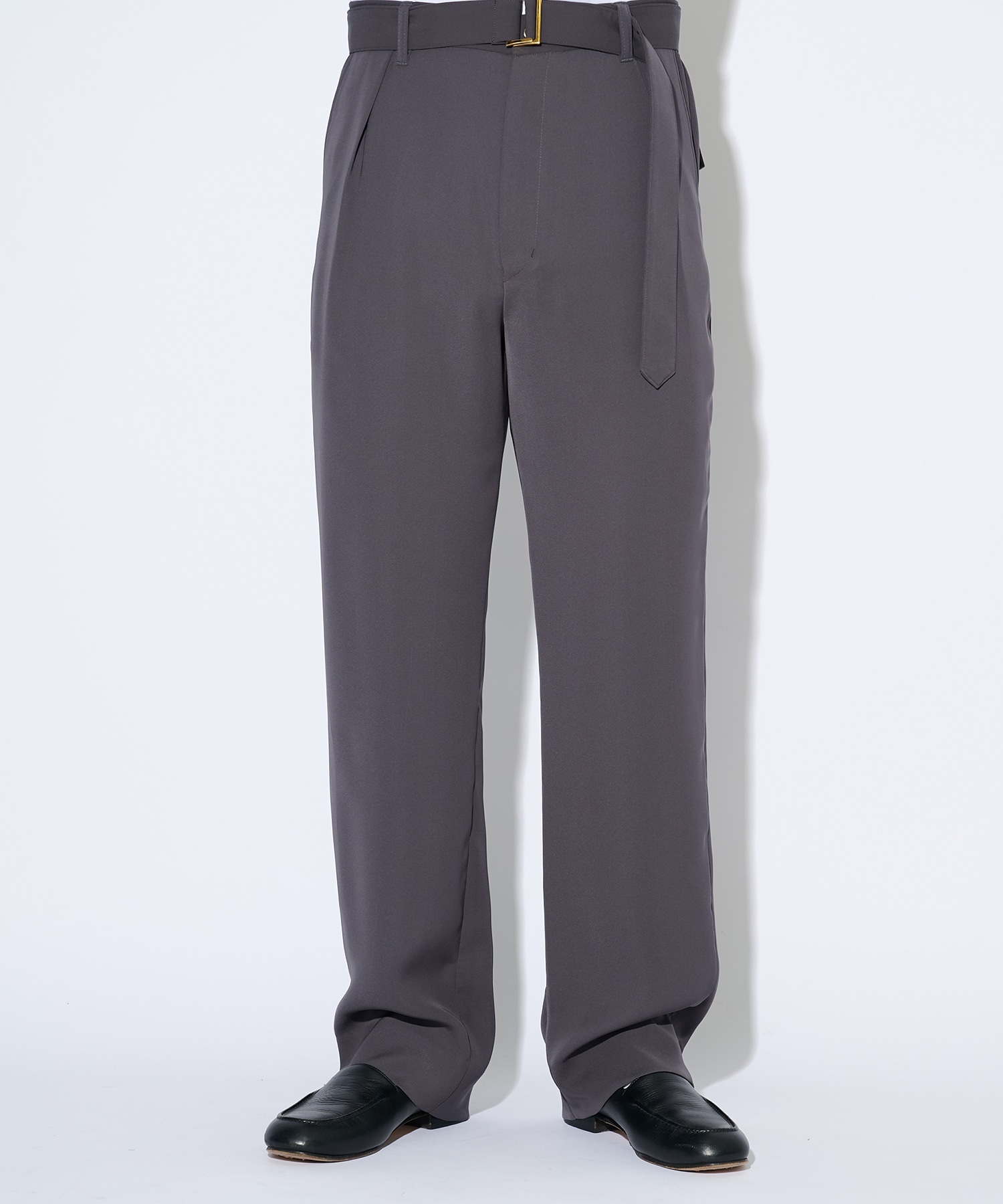 クルニ　Double Satin 1Tuck Pant Long Belt Dry Double Satin 1Tuck Pant with Long Belt | CULLNI