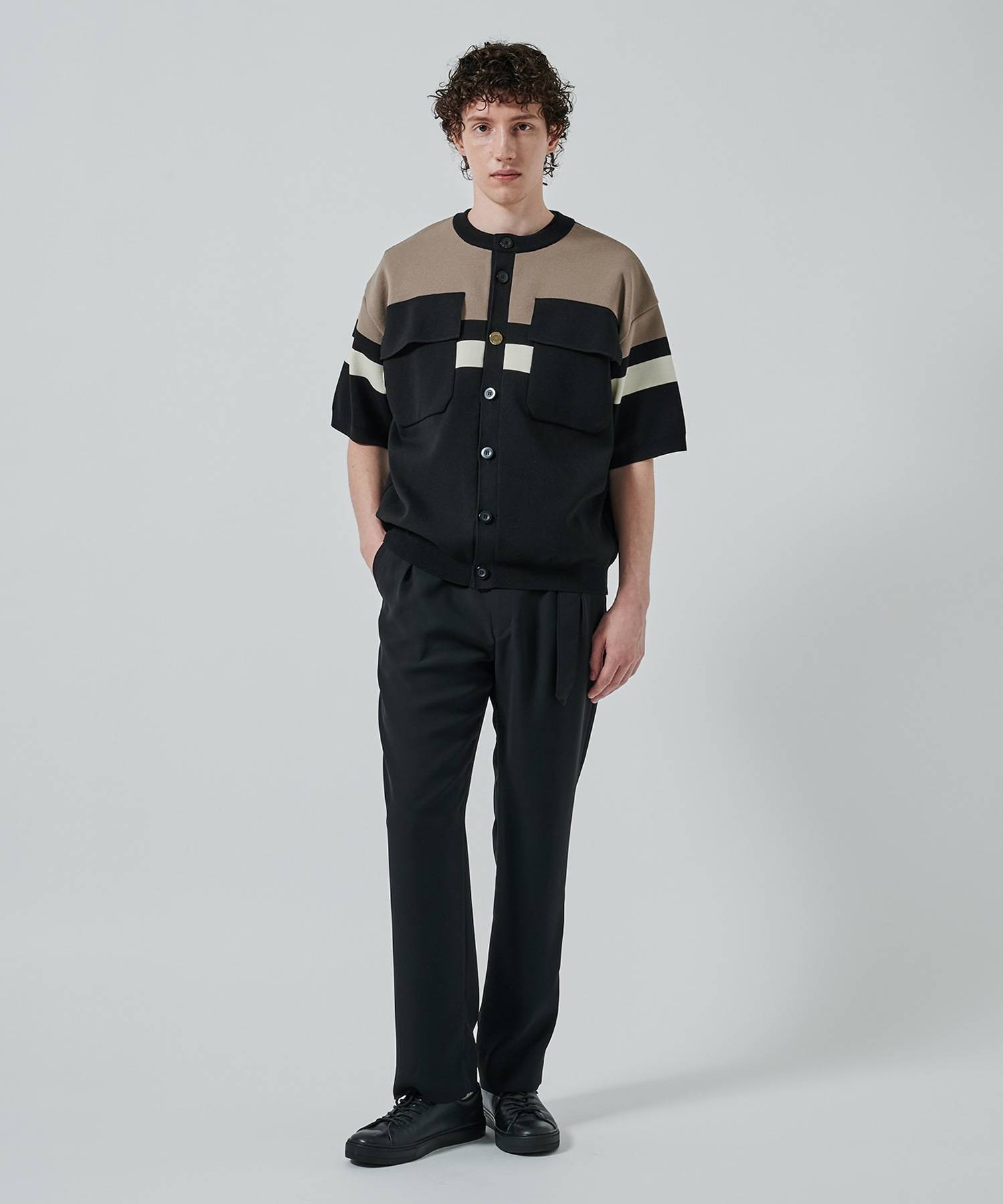 Dry Double Satin 1Tuck Pant with Long Belt CULLNI