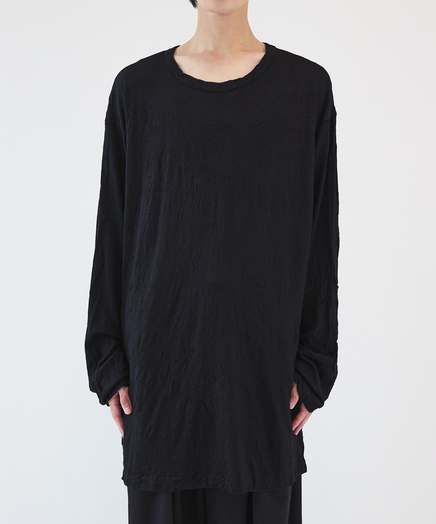 WASHABLE WOOL JERSEY ROUND NECK LONG SLV T Yohji Yamamoto