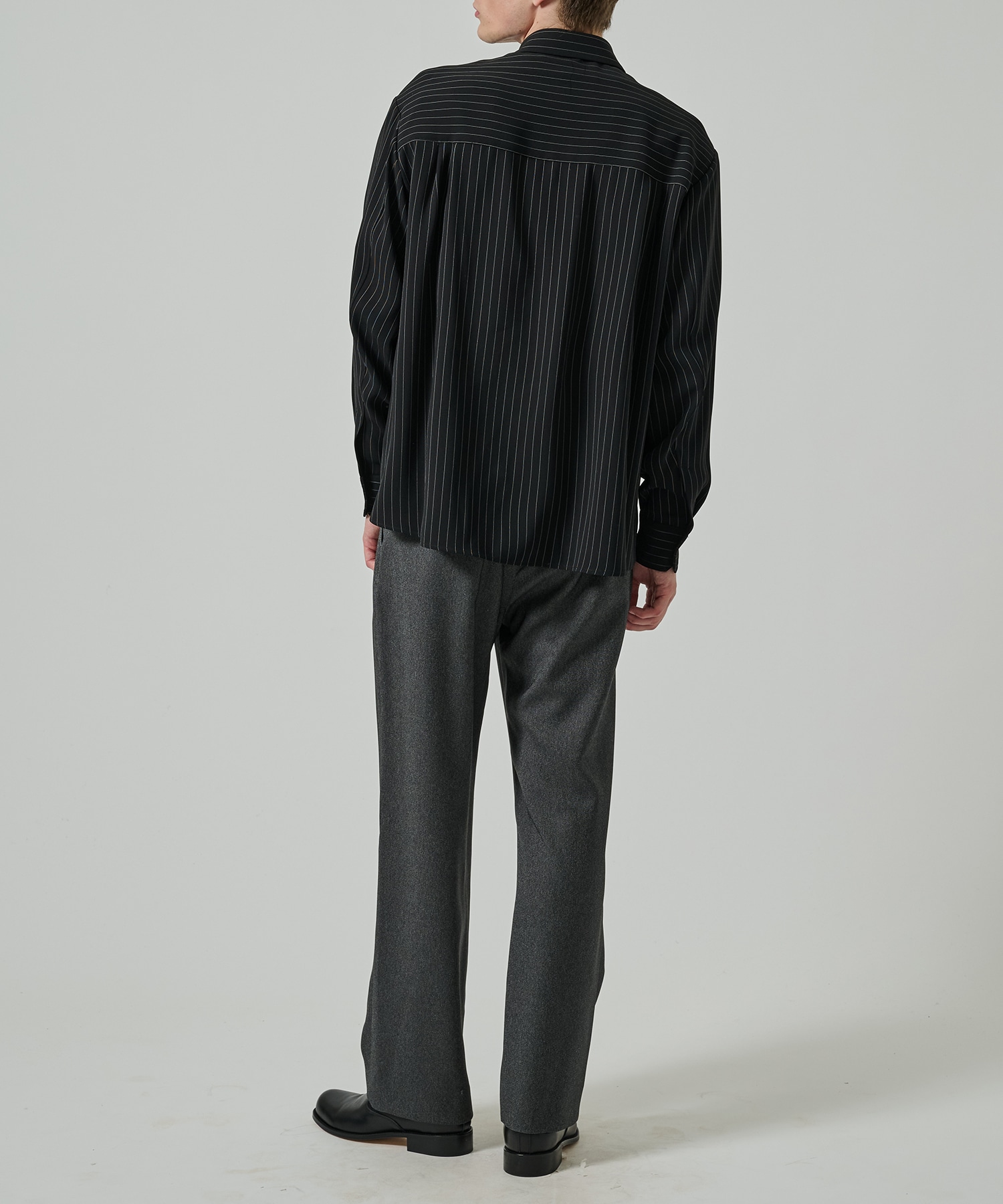 Stripe Double Cloth Zip Up L/S Shirt CULLNI