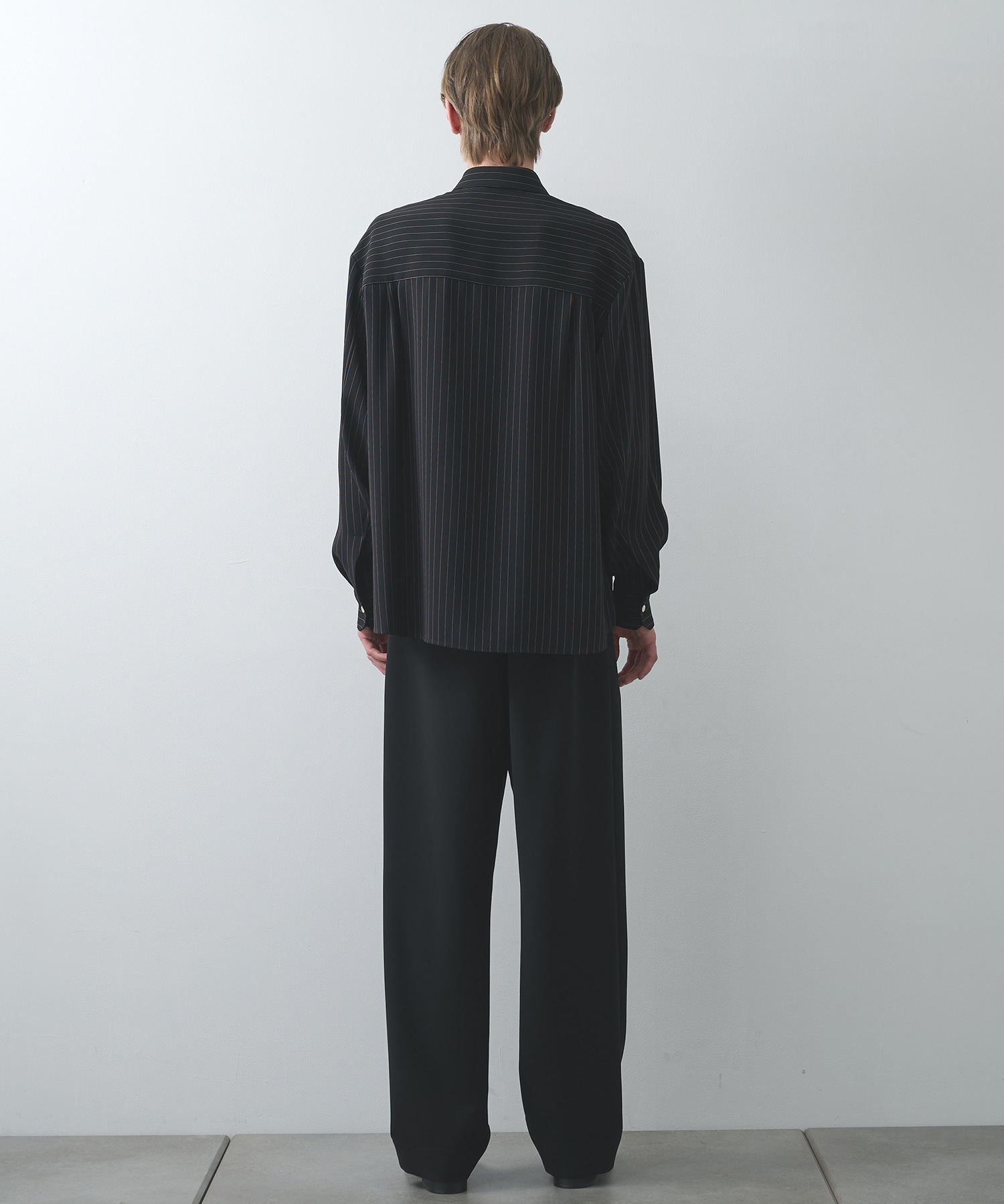 Stripe Double Cloth Zip Up L/S Shirt CULLNI