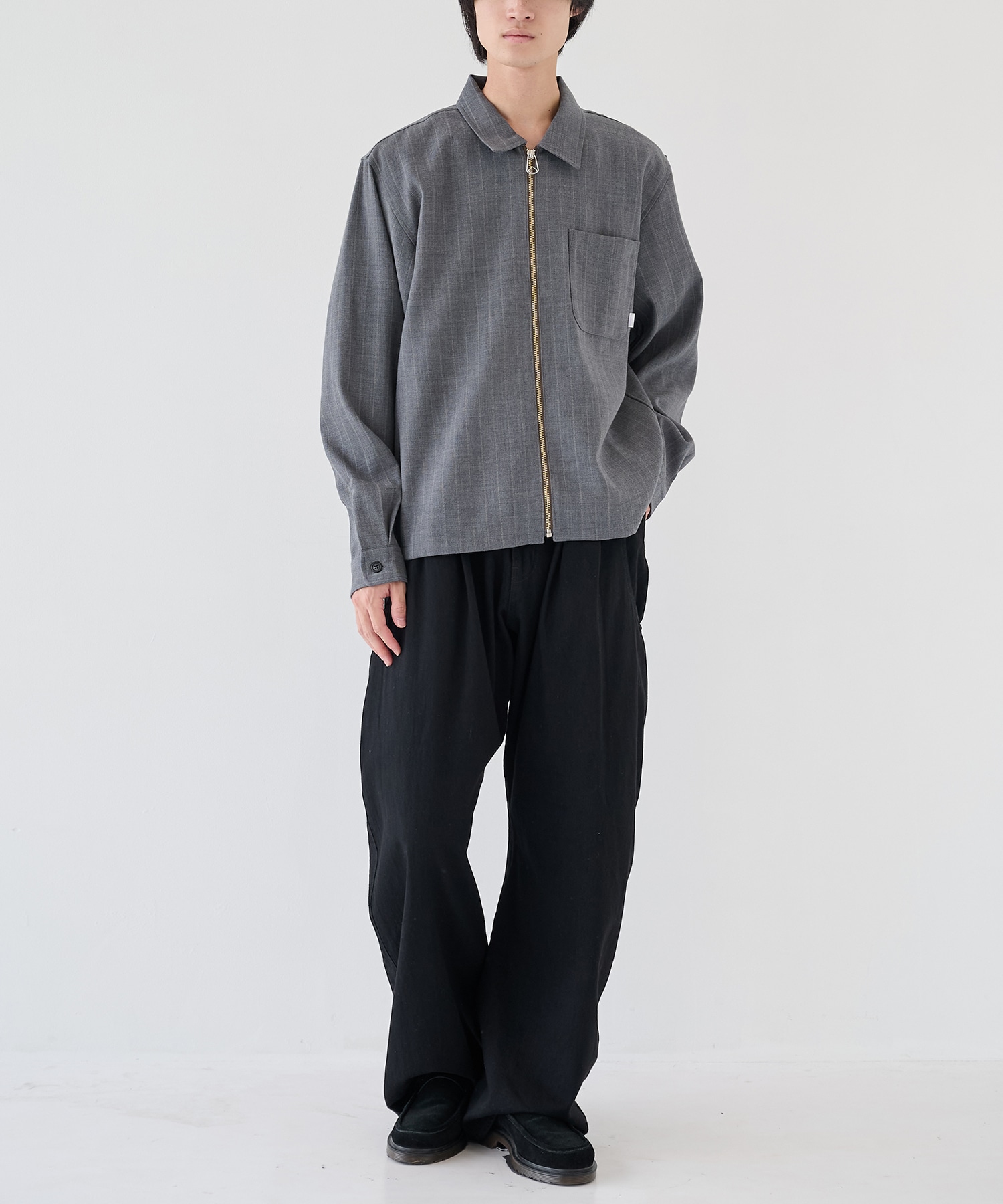 WOOL STRIPE ZIP SHIRT JieDa