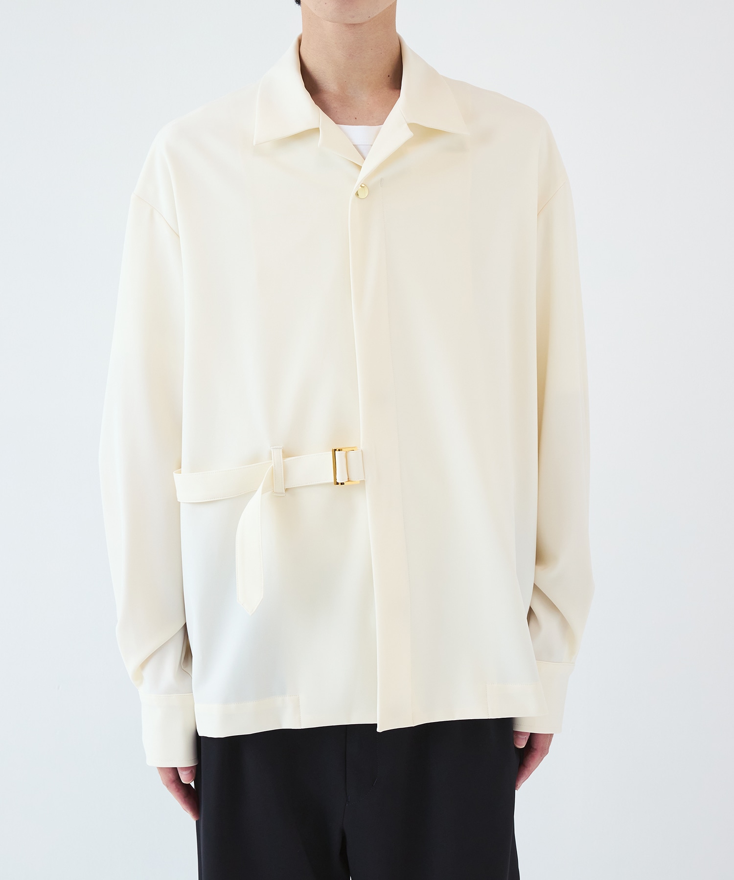 Stretch Twill Tie Locken Open Collar Shirt CULLNI