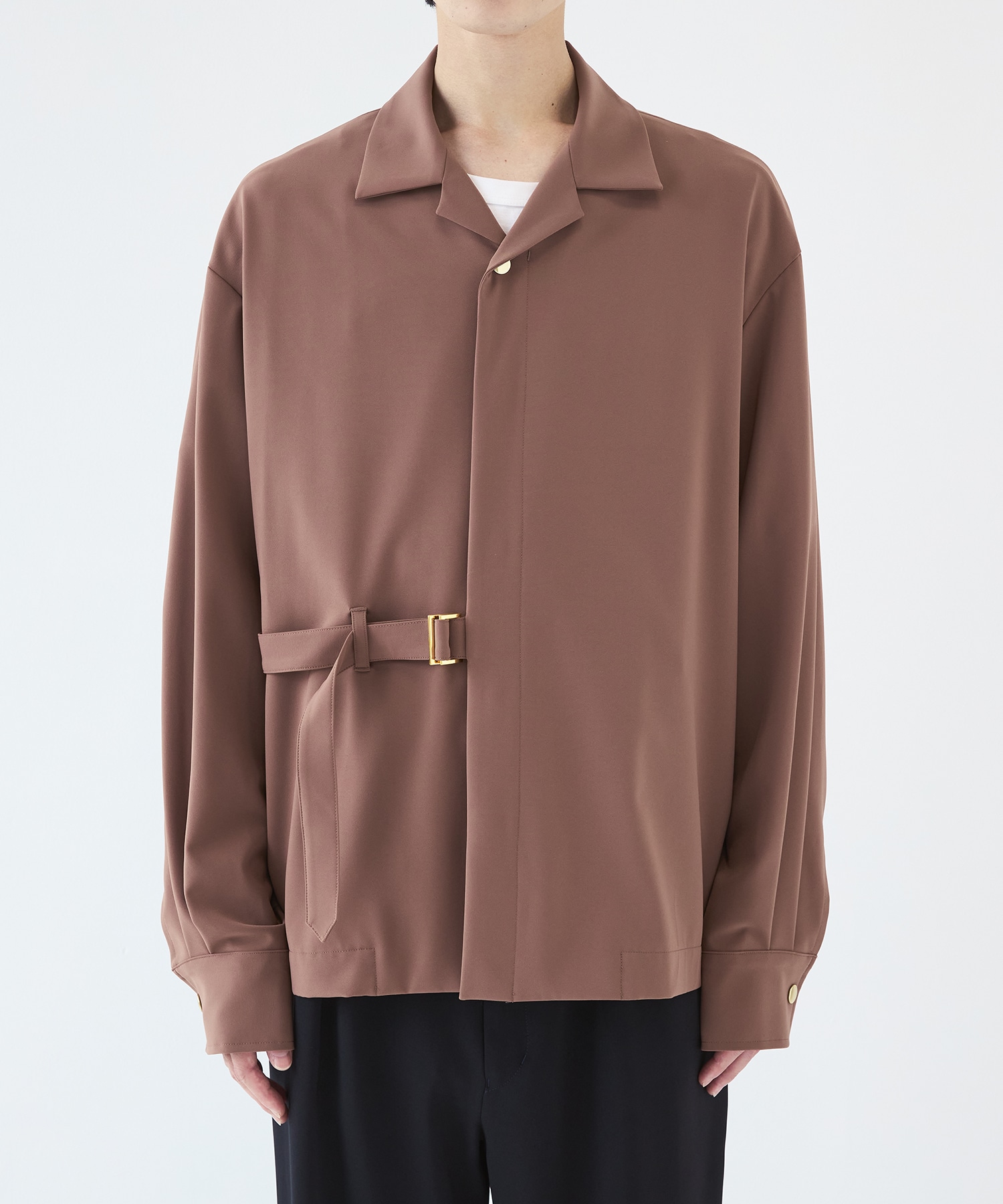 Stretch Twill Tie Locken Open Collar Shirt CULLNI