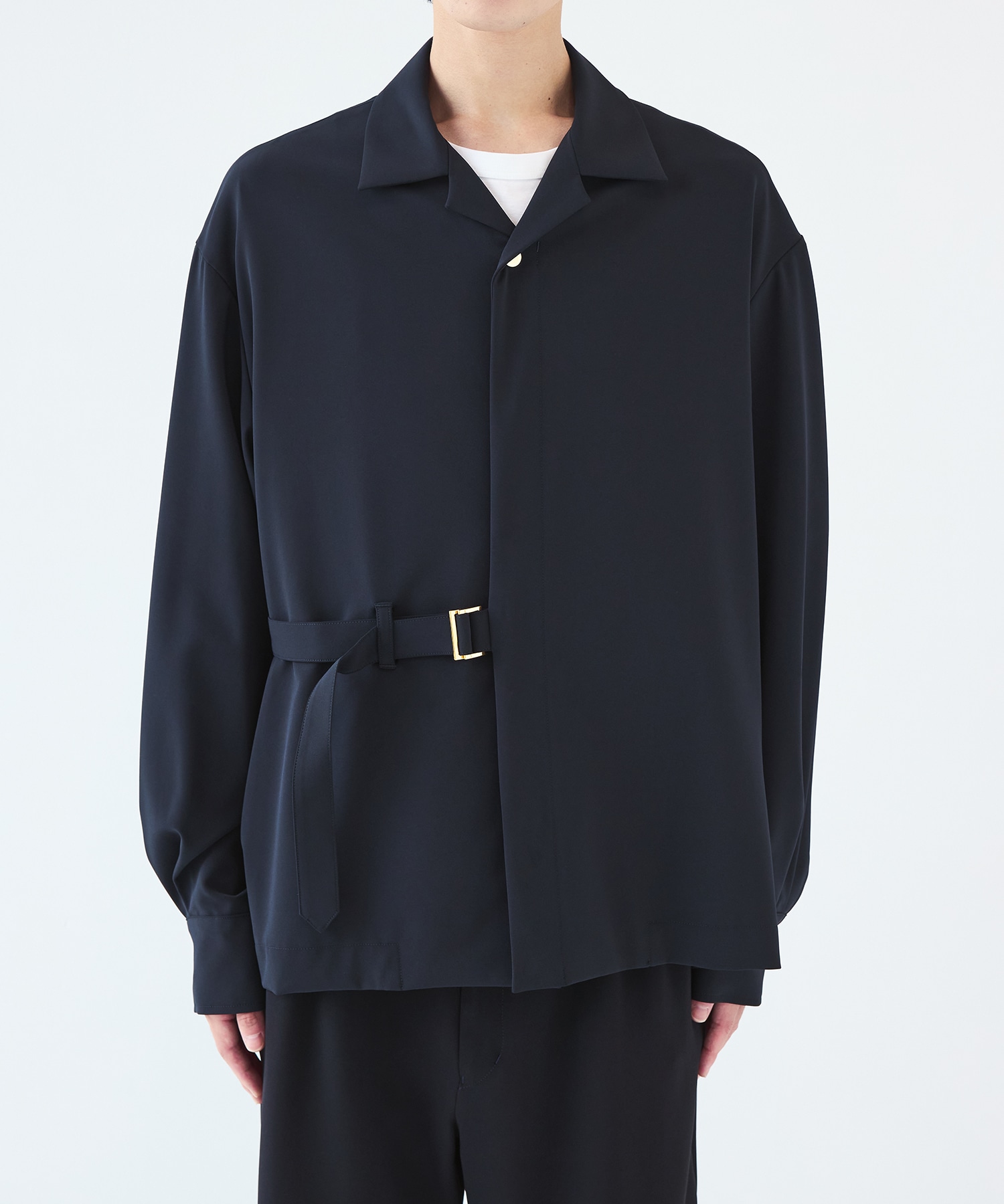 Stretch Twill Tie Locken Open Collar Shirt CULLNI