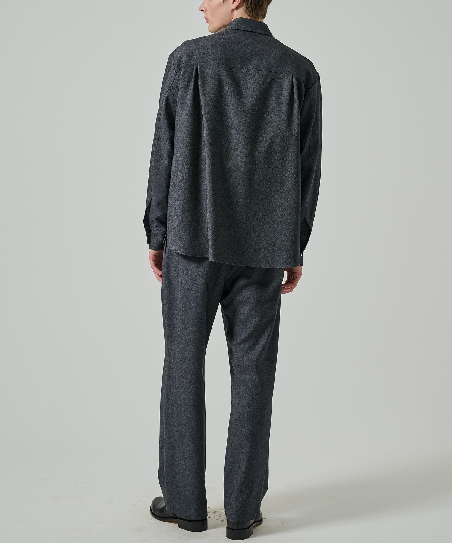 Faux Denim Front Fly Chin Tab Shirt CULLNI