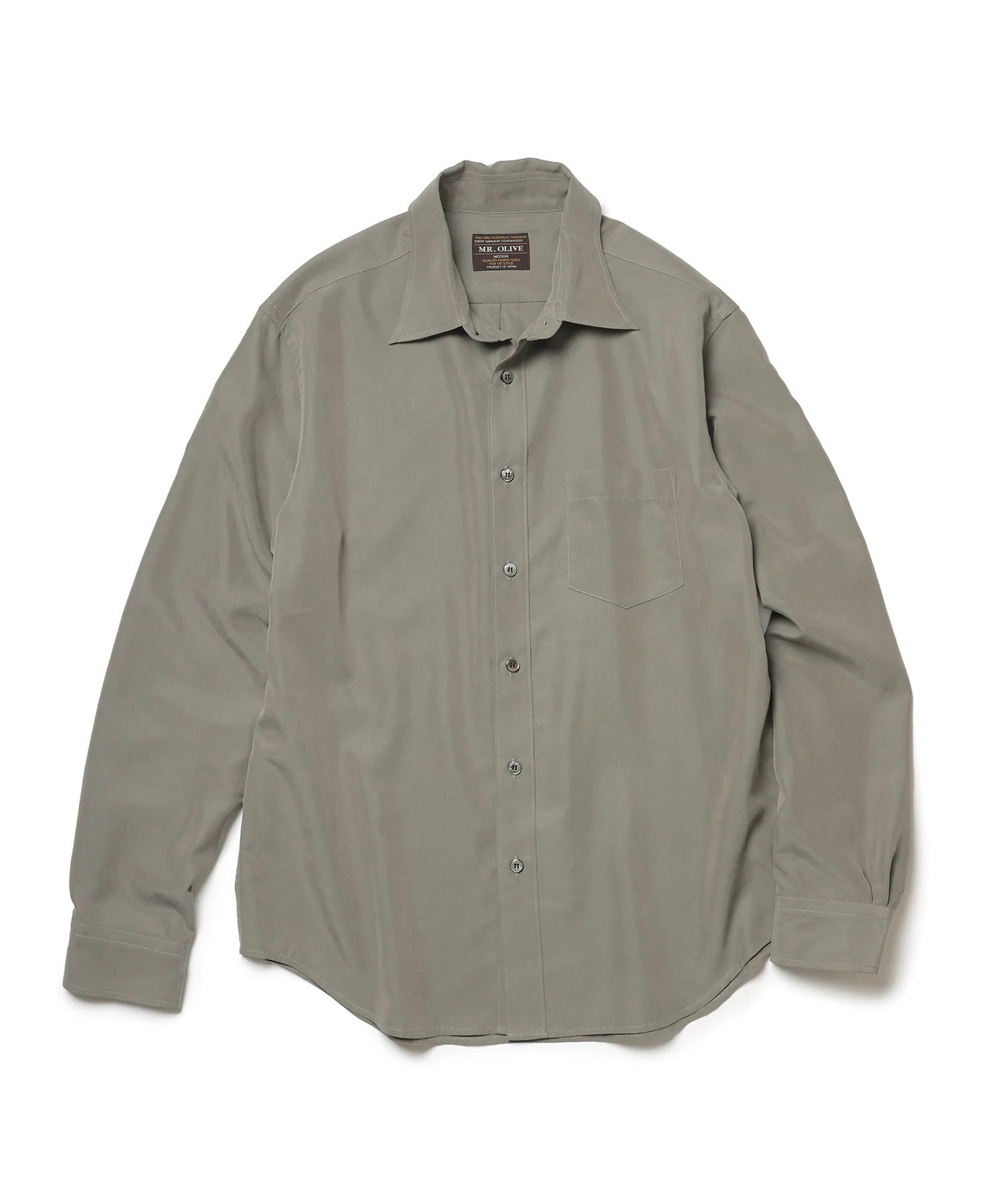 T/R POWDER POPLIN CLOTH /REGULAR COLLAR SHIRT MR.OLIVE