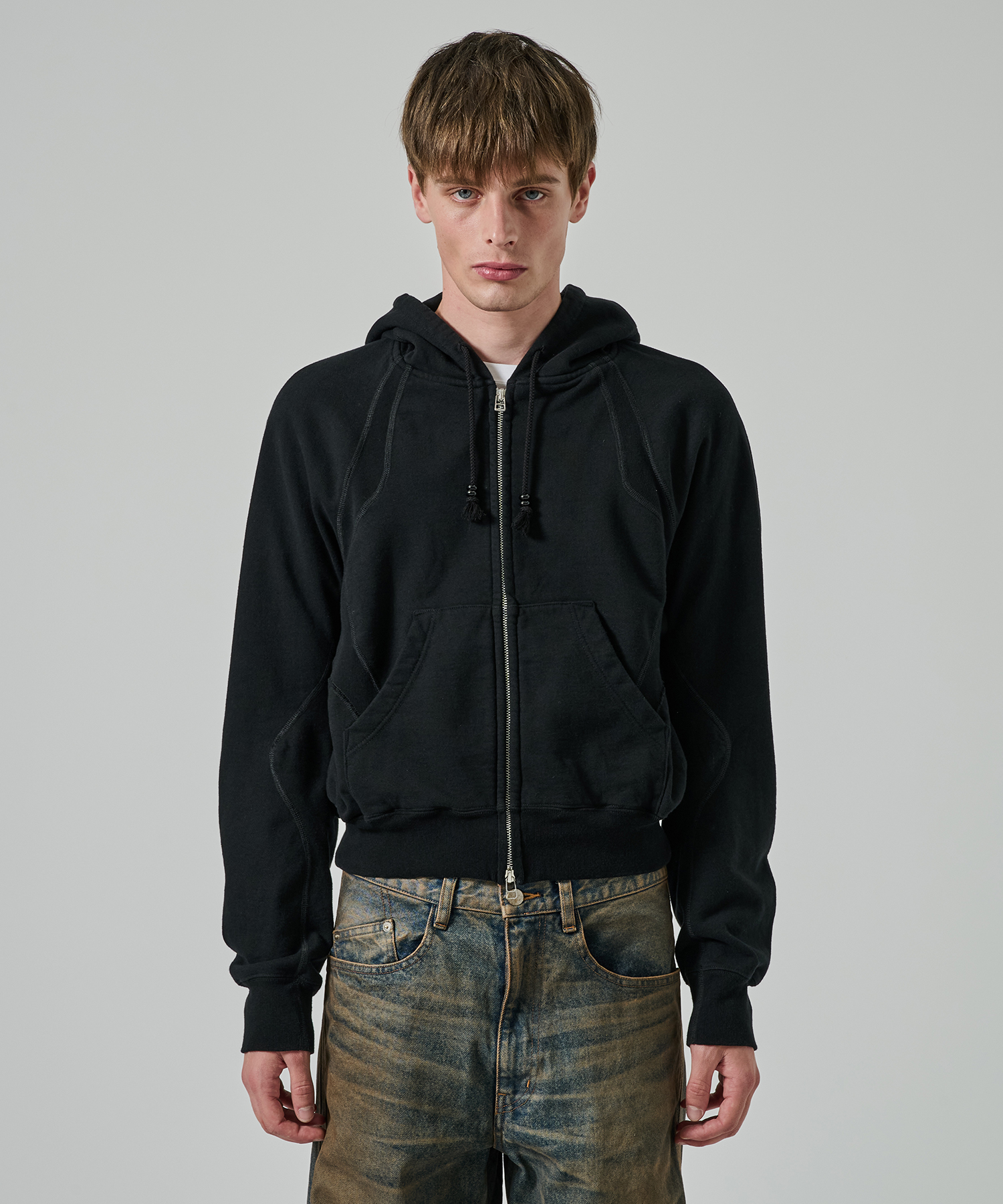 PANELLED ZIP UP HOODIE NVRFRGT