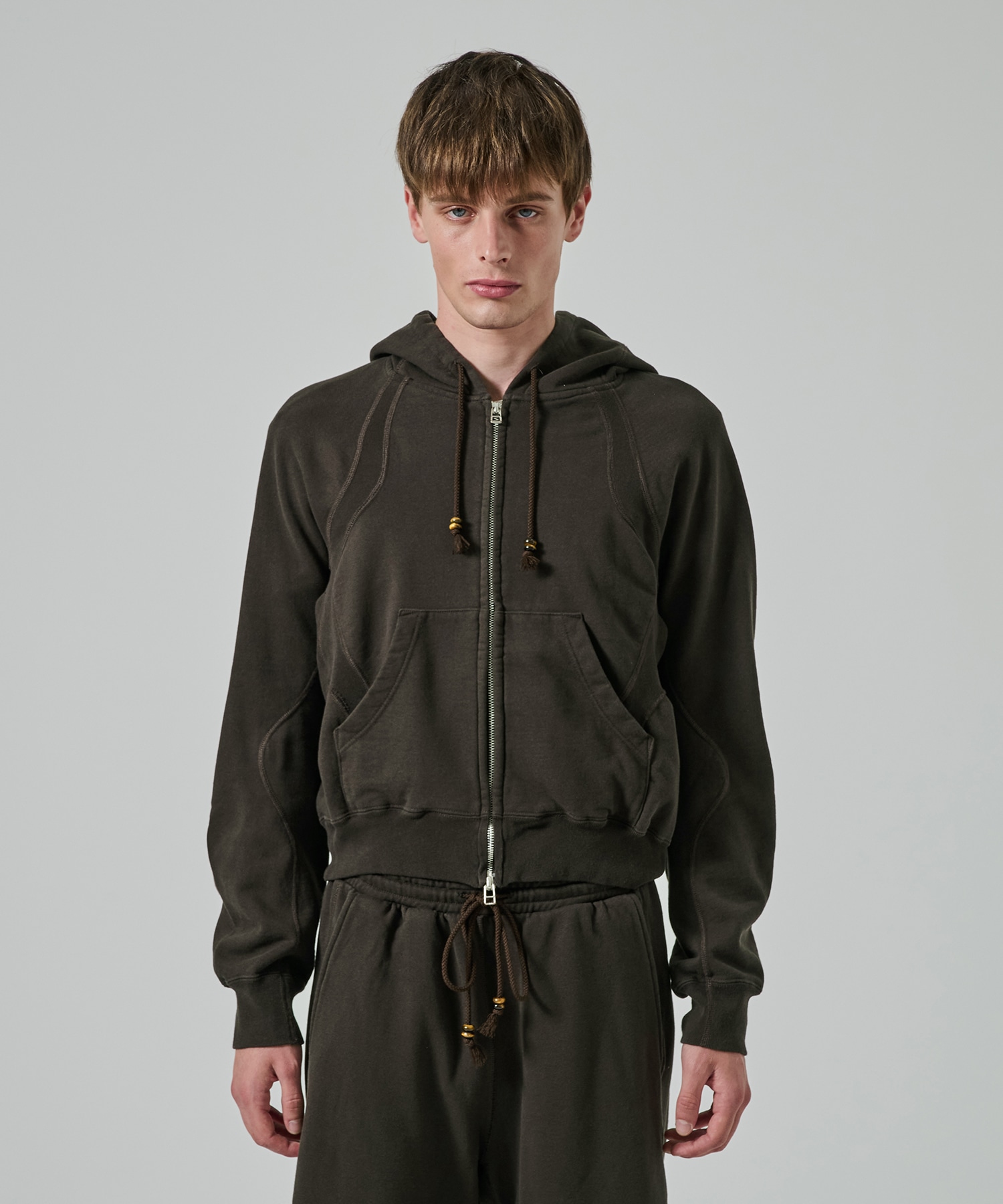 PANELLED ZIP UP HOODIE NVRFRGT
