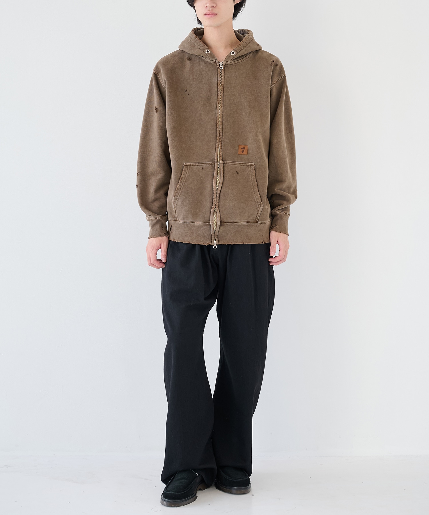 DAMAGE PATCH ZIP HOODIE JieDa