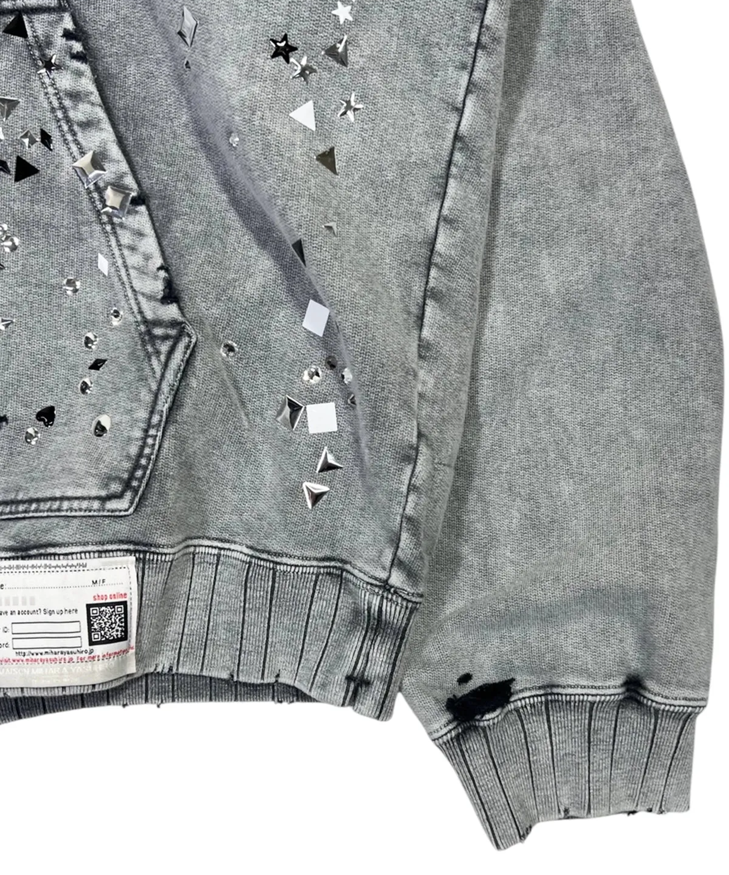 EMBELLISHED BLEACHED HOODIE Maison MIHARA YASUHIRO