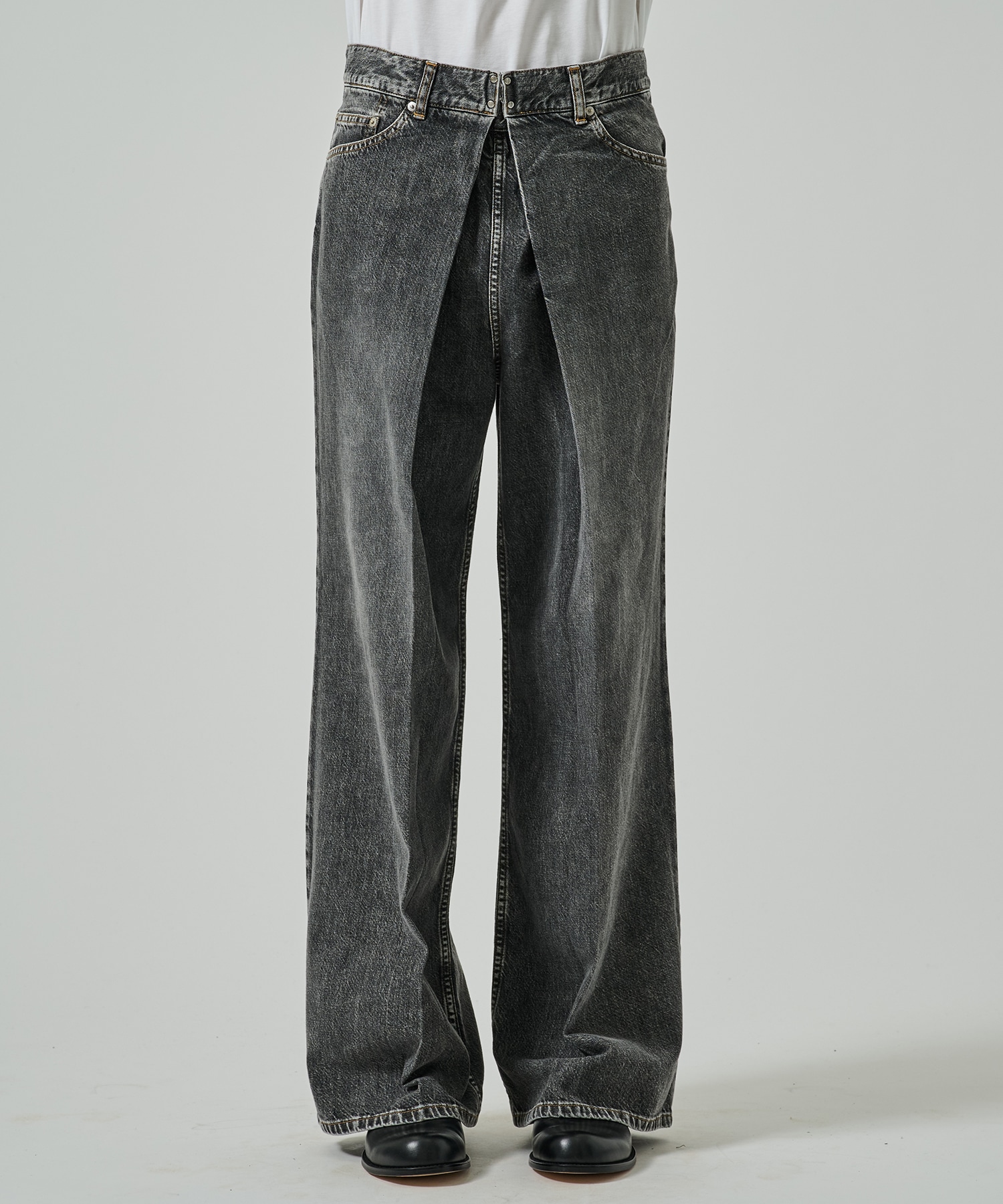 WASHED DENIM WIDE PANTS JOHN LAWRENCE SULLIVAN