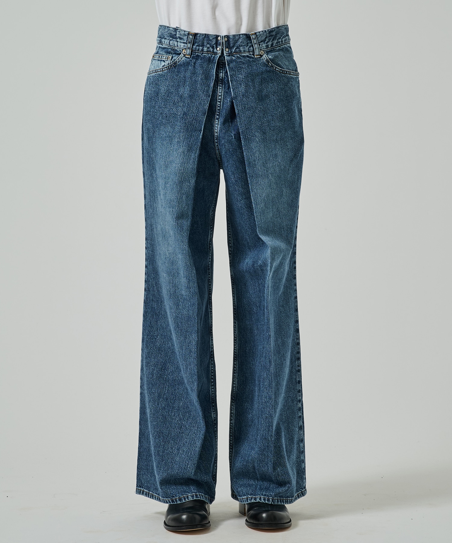 WASHED DENIM WIDE PANTS JOHN LAWRENCE SULLIVAN