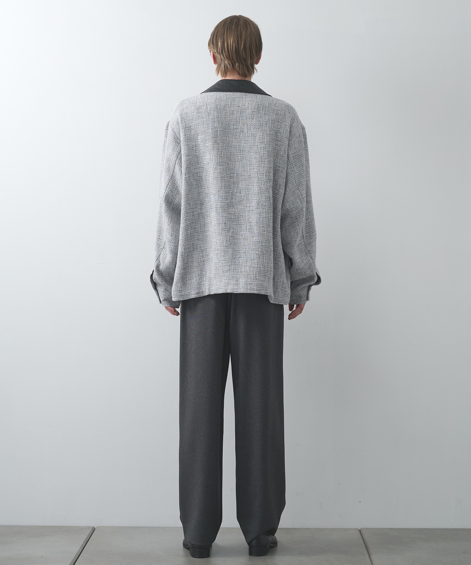 Faux Denim 1Tuck Semi Wide Pants with Long Belt CULLNI