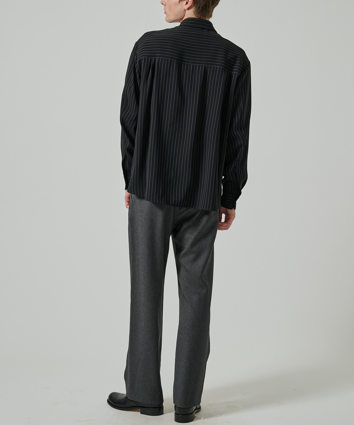 Faux Denim 1Tuck Semi Wide Pants with Long Belt CULLNI