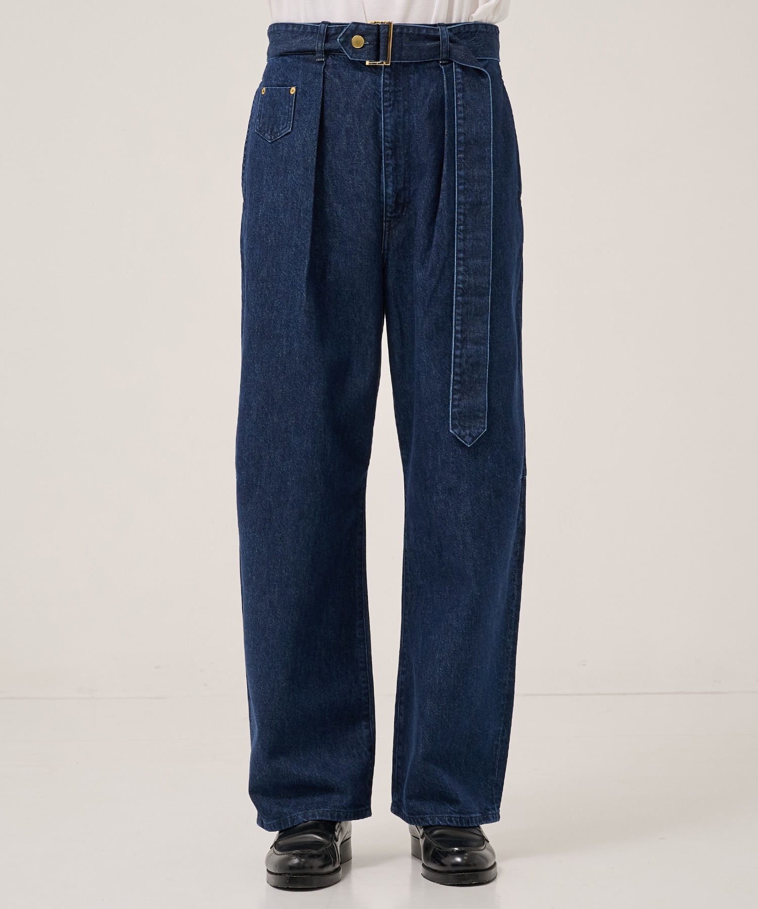 Barrel 1Tuck Wide Denim Pants with Long Belt CULLNI