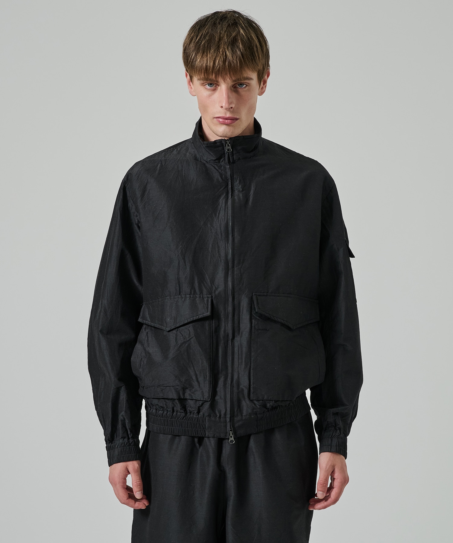 ウールシルク高密度タイプライター / フライトジャケット, Chambray Black MARKAWARE/marka
