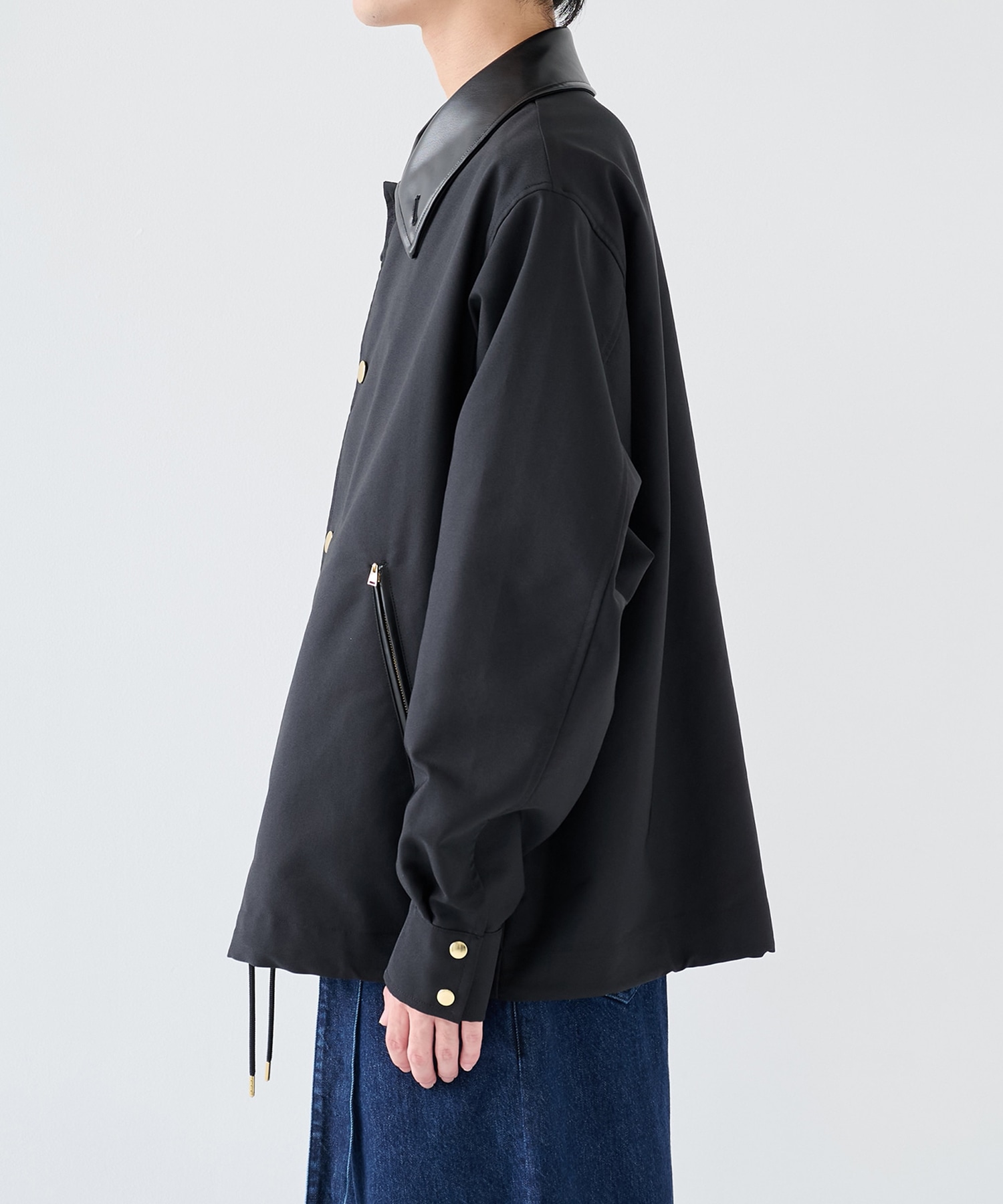 Chambray Gabardine Dot Button Coach Jacket CULLNI