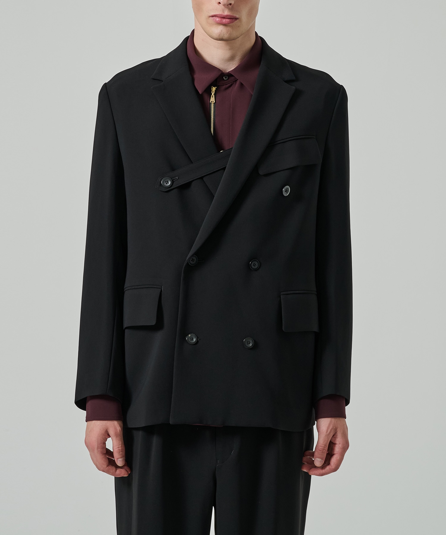 Double Cloth Slant Belt Tailored Jacket CULLNI