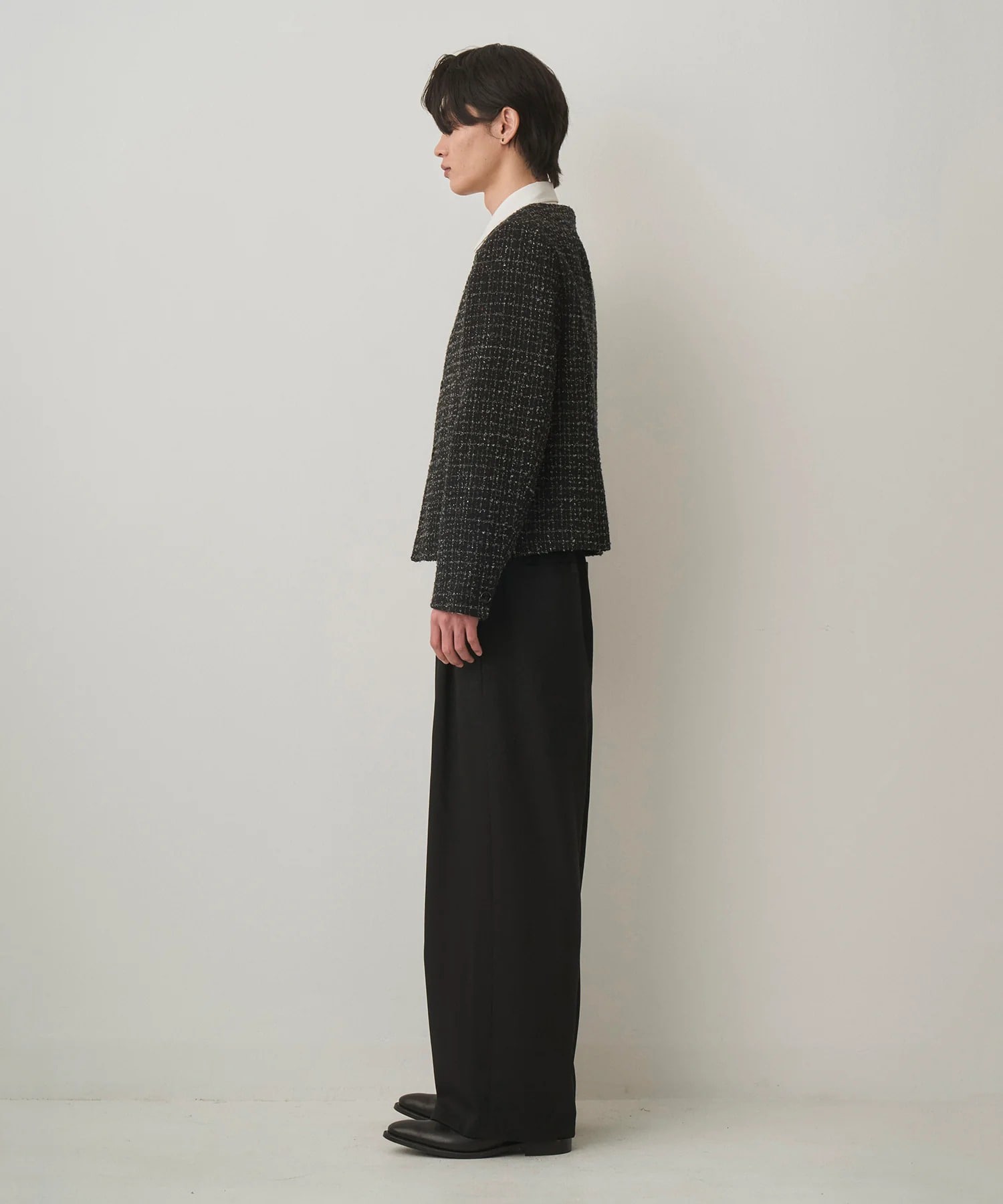 FANCY TWEED NO-COLLAR JACKET JUHA