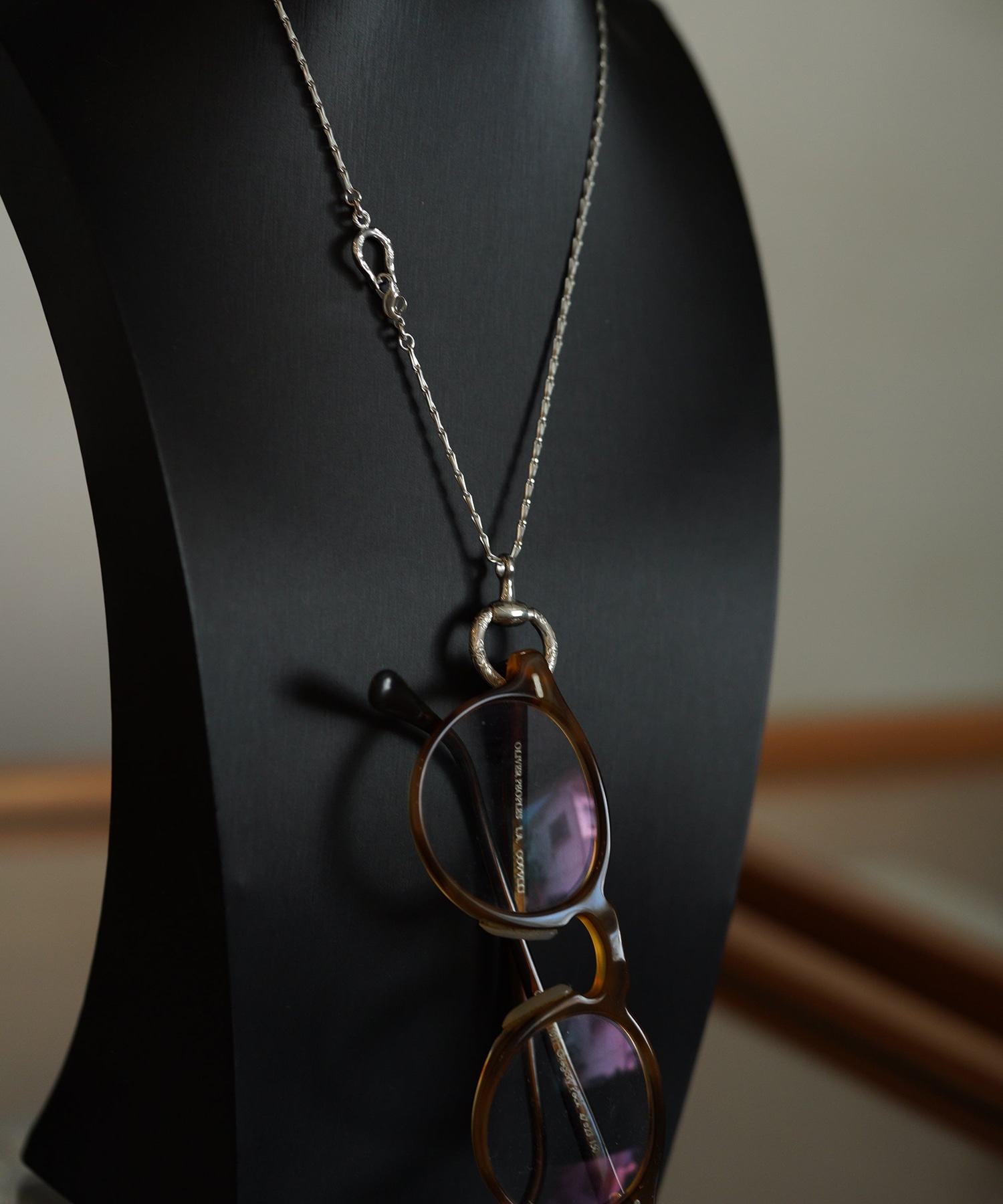 C-042 Horse shoe drop necklace (60cm)＋Horse bit glass holde WAKAN SILVER SMITH