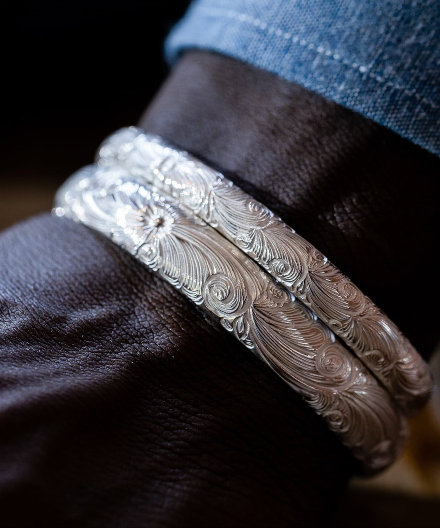 BN-069 7mm Arabesque bangle (S) WAKAN SILVER SMITH