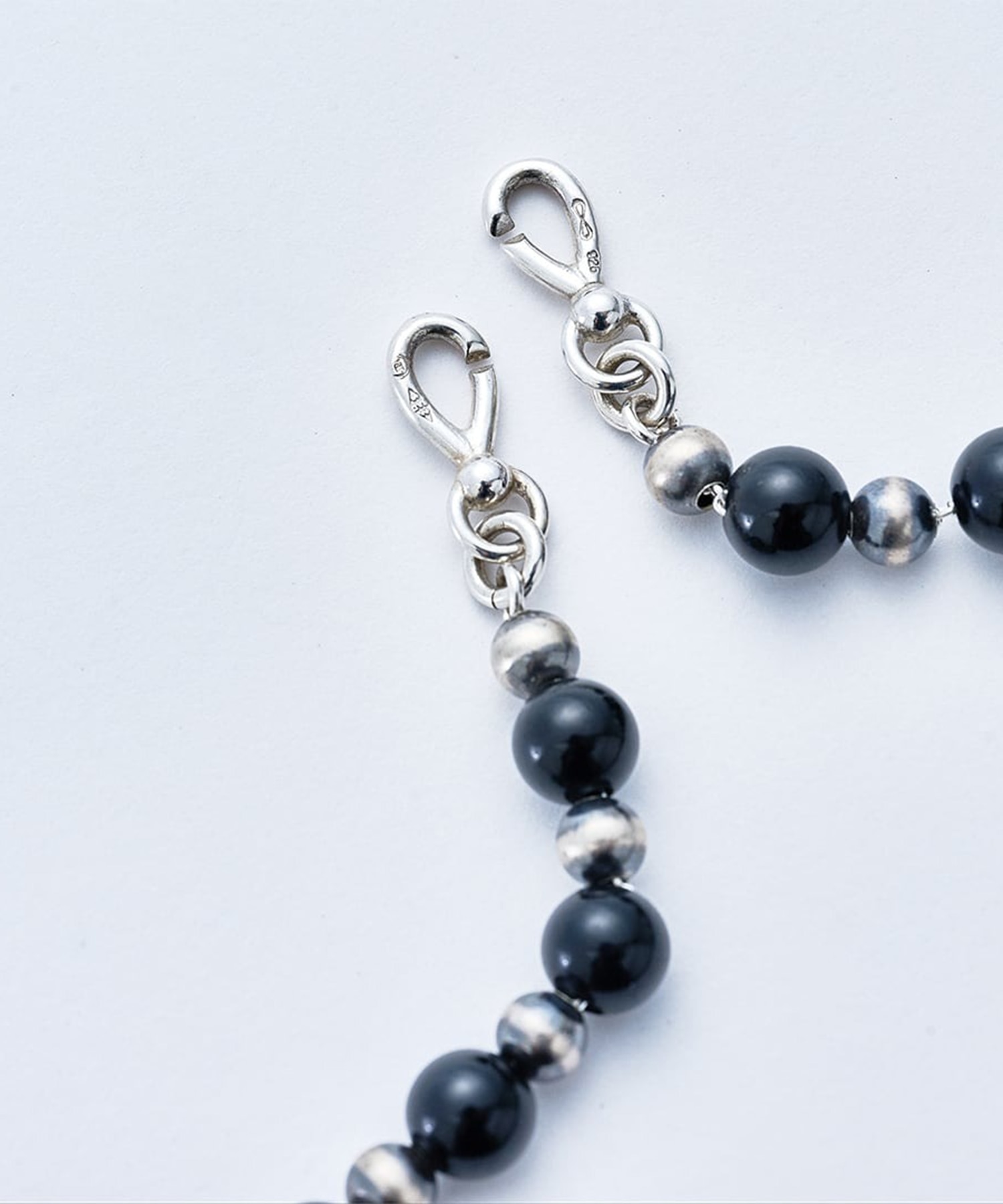 C-049 Navajo Pearl Necklace(Black Tourmaline) (47cm) WAKAN SILVER SMITH