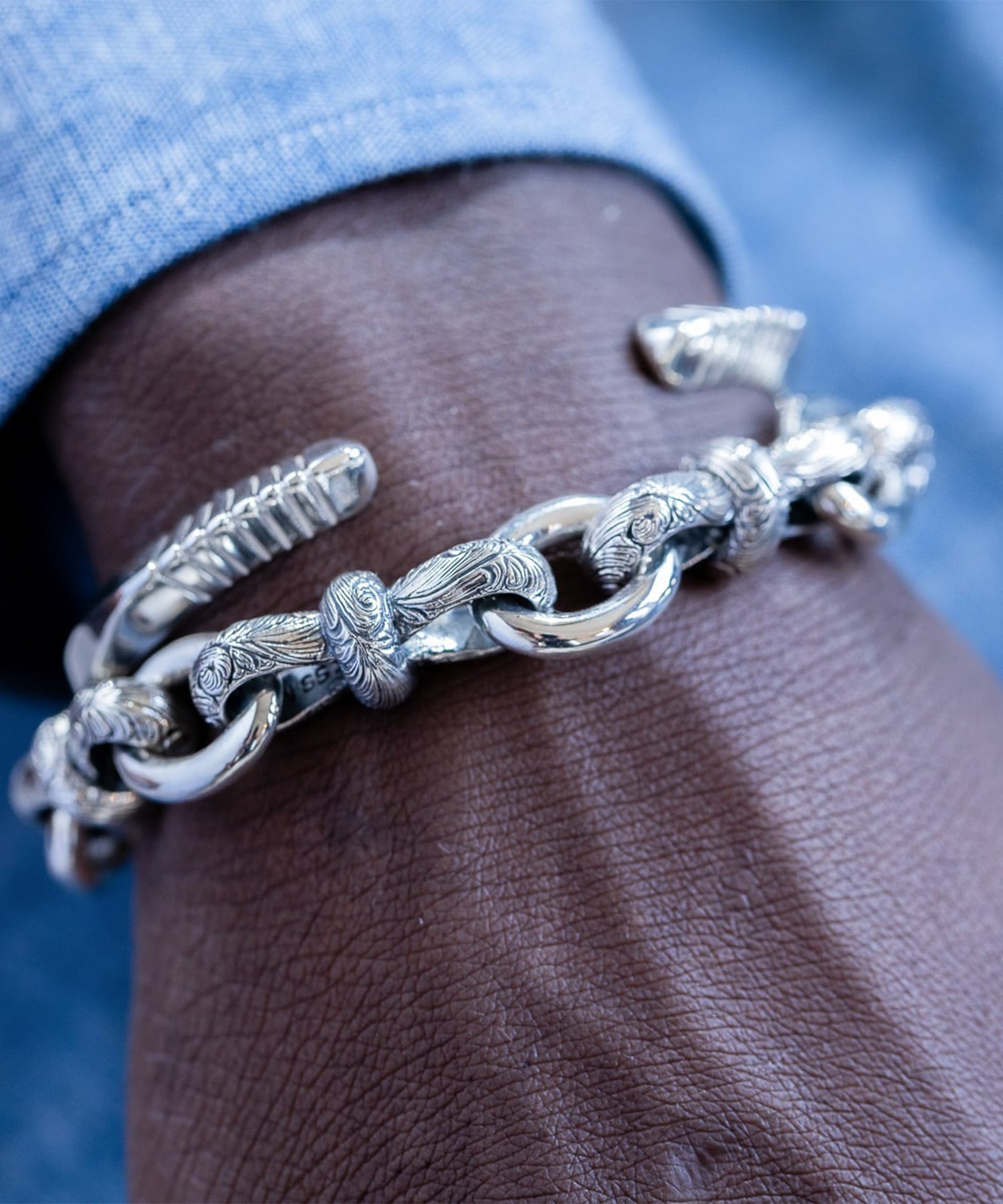 BN-072 End Brick bangle WAKAN SILVER SMITH