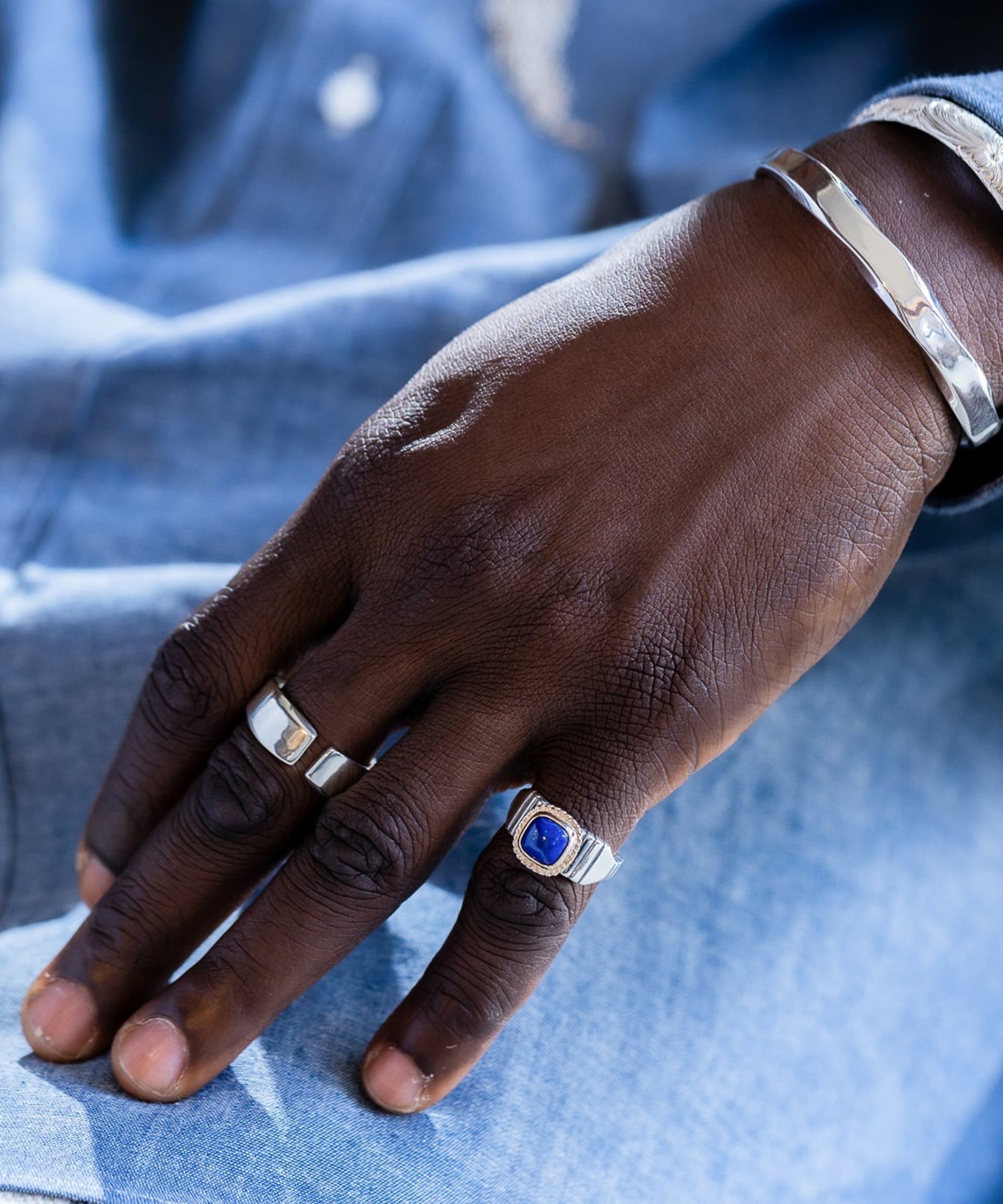 R-075 K10 ラピスラズリ付き Brick ring【Signet】 WAKAN SILVER SMITH