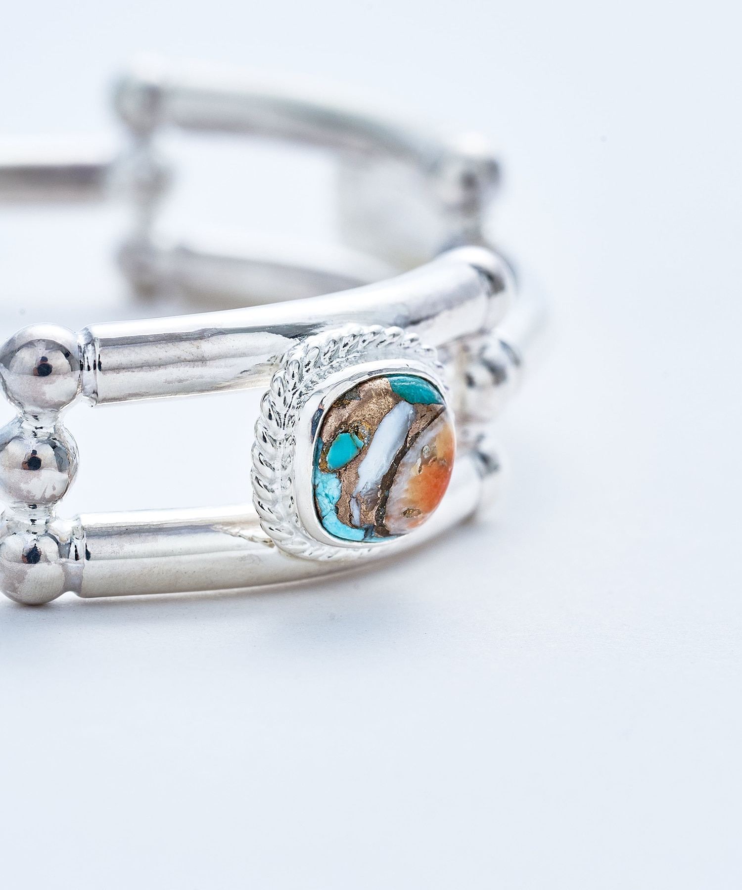 BN-094 Beastplate Bangle (Double copper turquoise) WAKAN SILVER SMITH