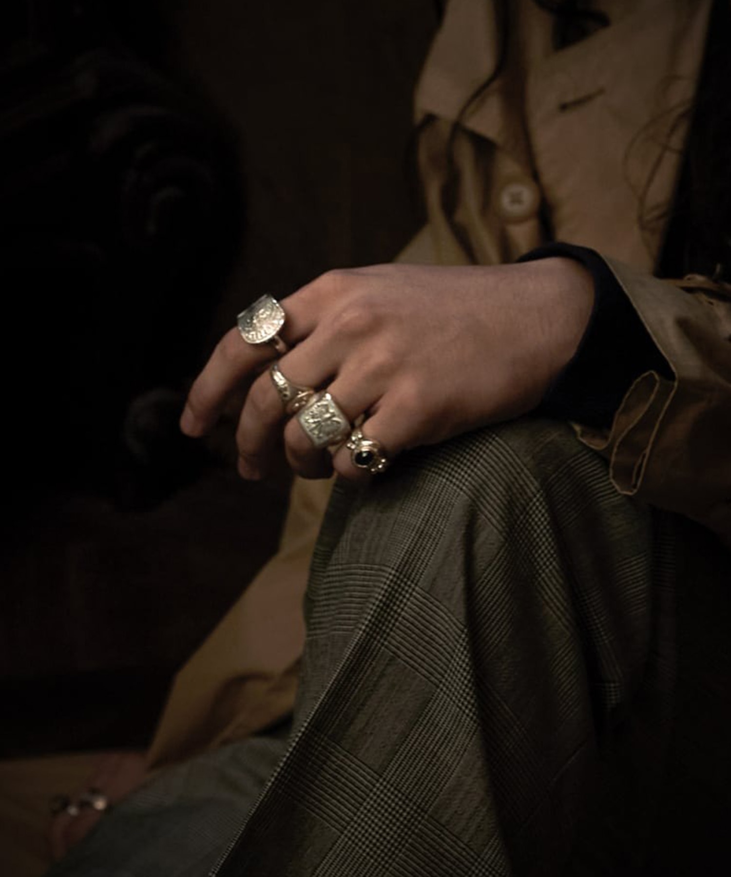 R-093 Rectangle signet ring flower (K10 Poland Eagle) WAKAN SILVER SMITH