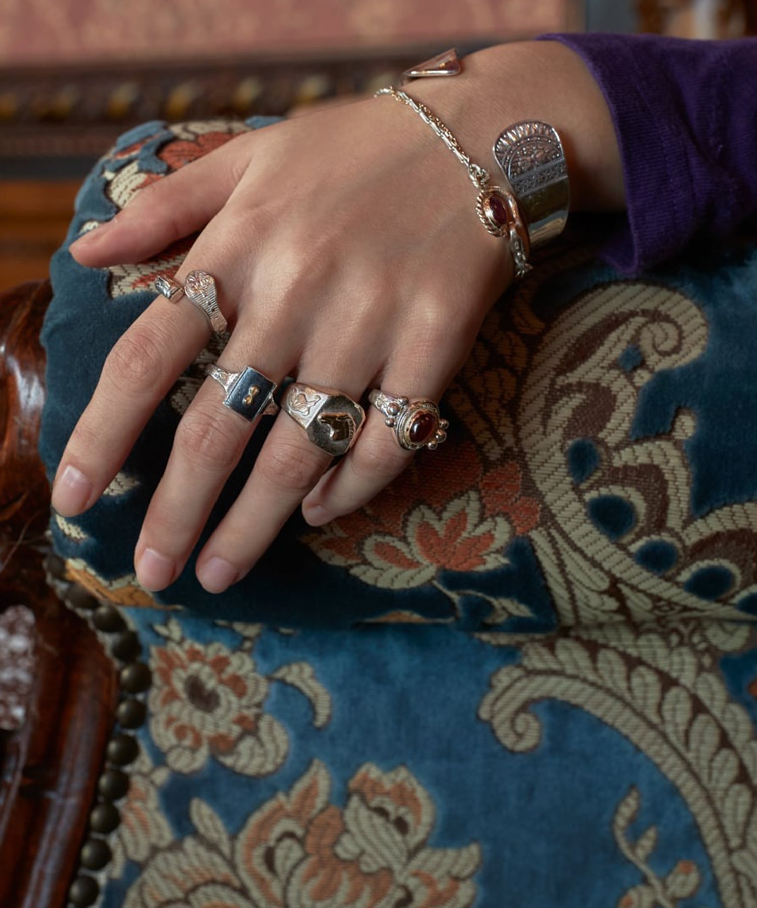 R-090 Square signet ring horsetail (SV hose) WAKAN SILVER SMITH