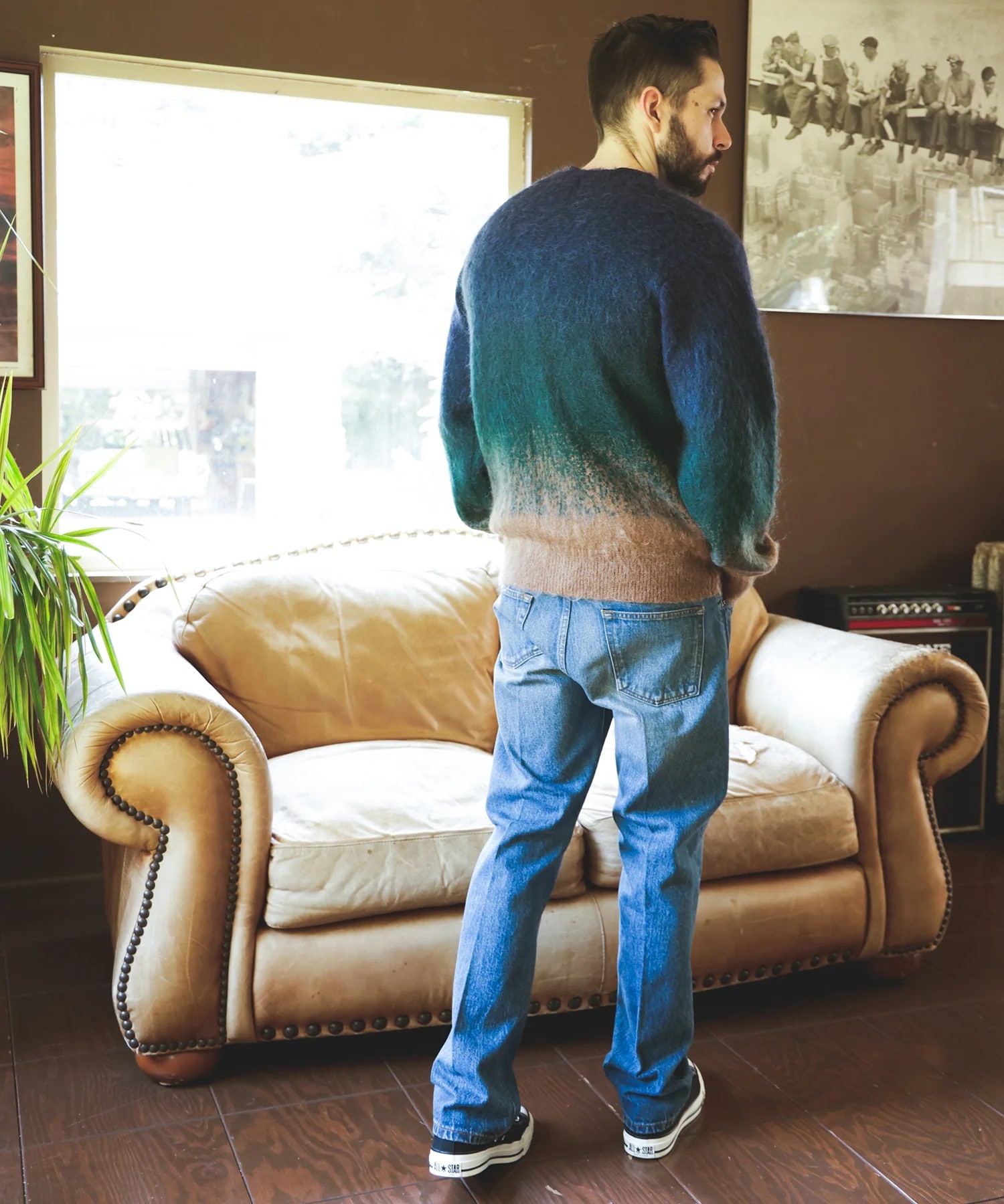 GRADATION MOHAIR KNIT /6-BUTTON CARDIGAN MR.OLIVE