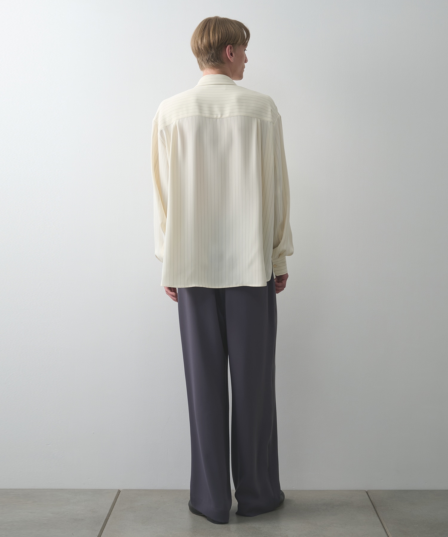 Stripe Double Cloth Chin Tab Long Sleeve Shirt CULLNI