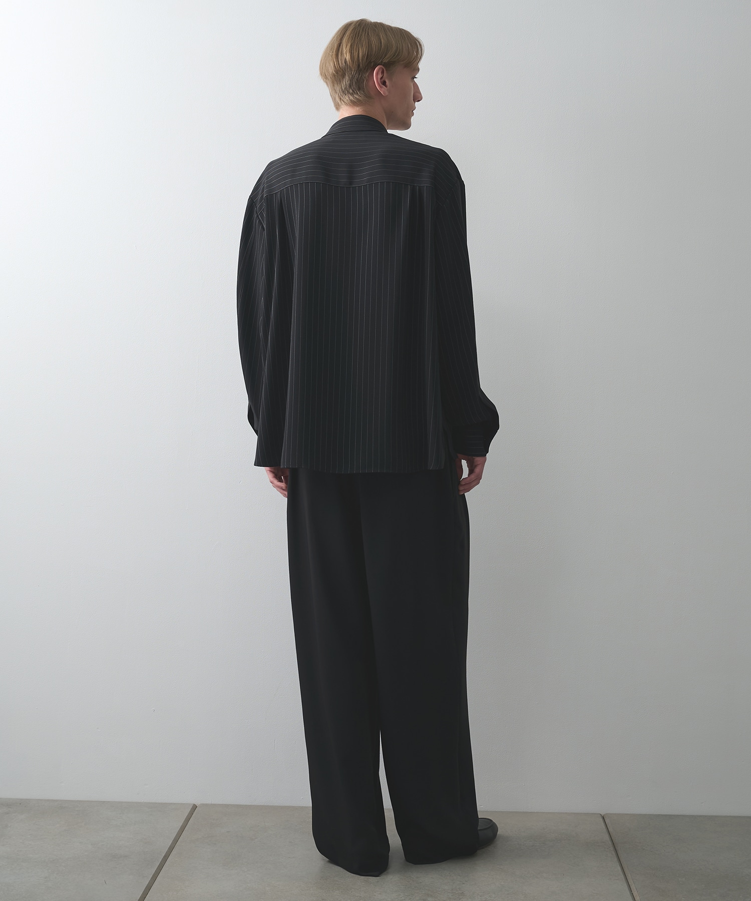 Stripe Double Cloth Chin Tab Long Sleeve Shirt CULLNI