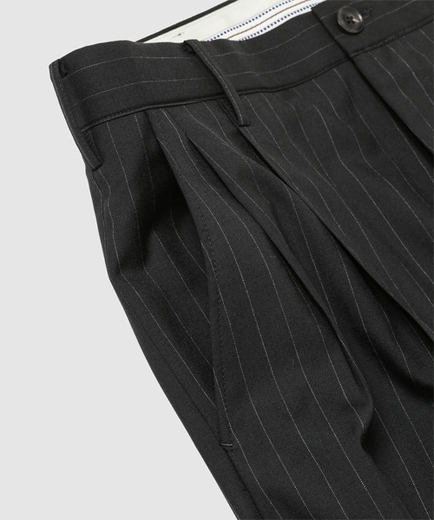 Pleated Stripe Summer Wool Pants KHOKI
