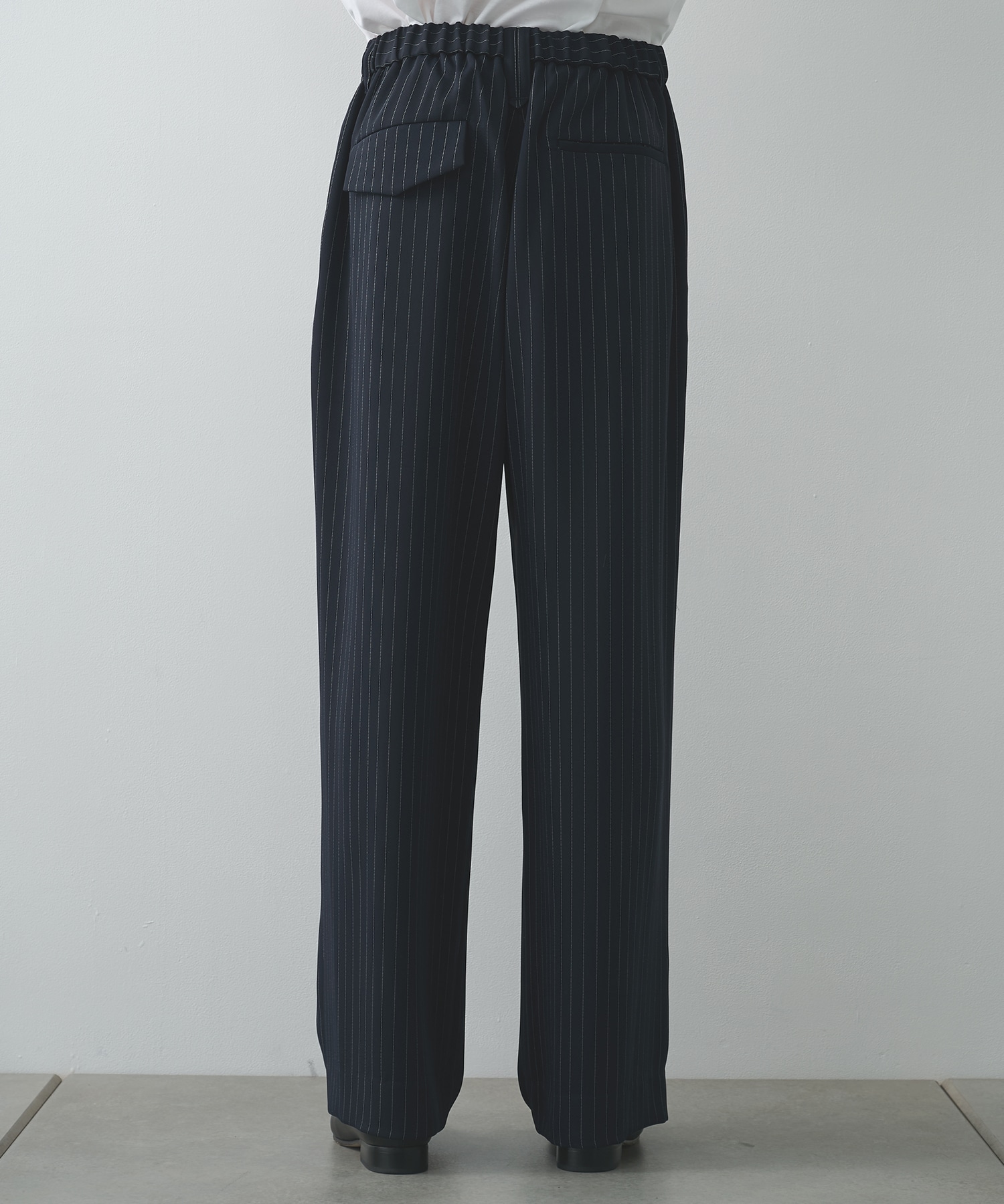 Stripe Double Cloth Tuck Wide Pant CULLNI