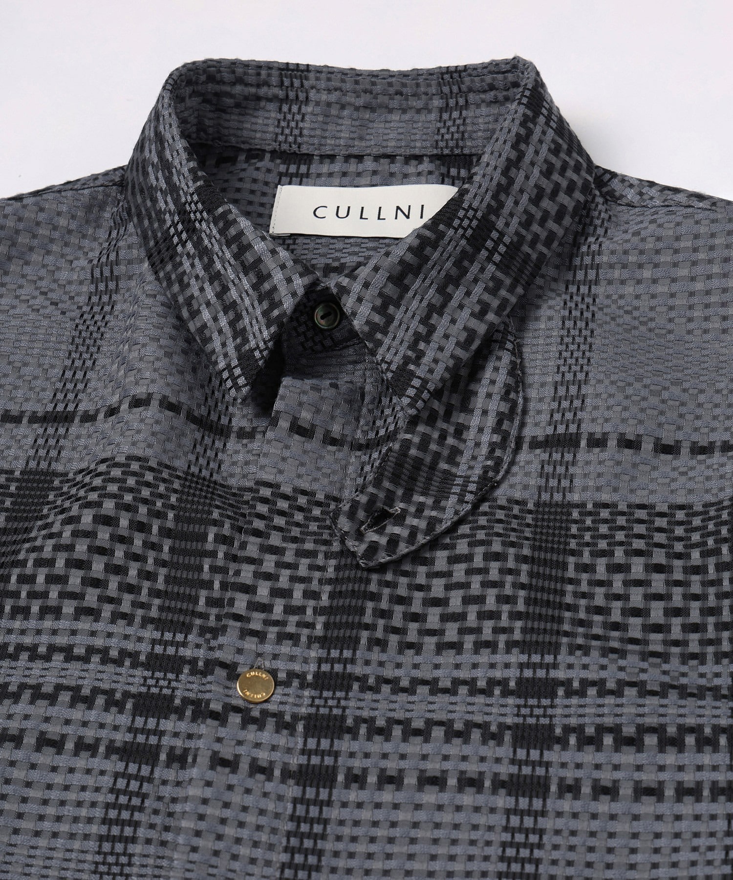 Sheer Tile Check Chin Tab Shirt CULLNI