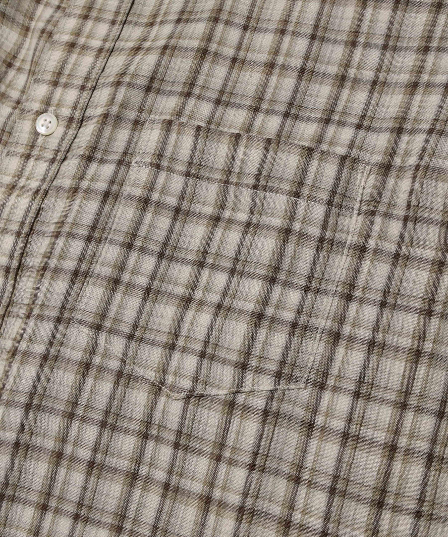 DOUBLE GAUZE MADRAS CHECK /REGULAR COLLAR SHIRT MR.OLIVE